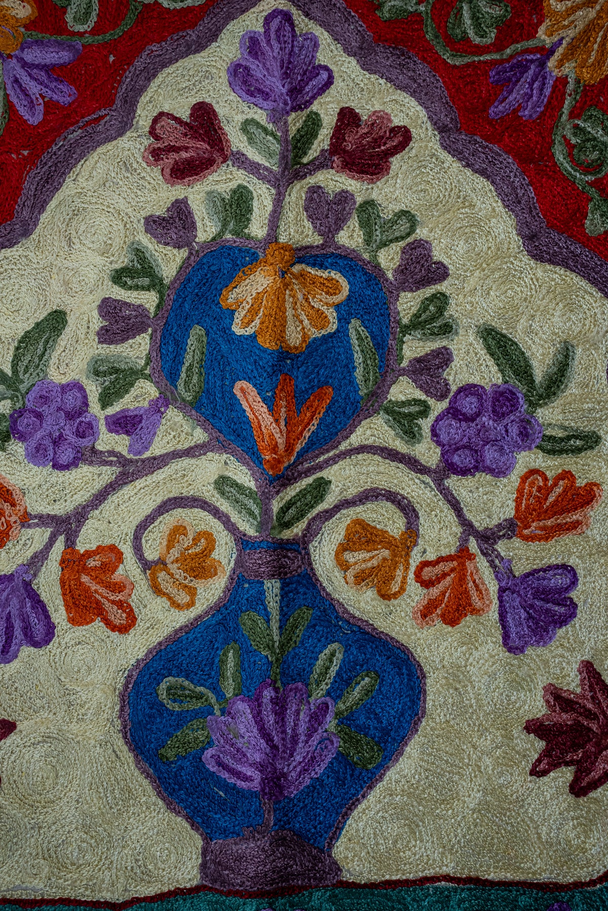 Emerald Arch Blossom: Hand Embroidered Jainimaz (Prayer Mat)