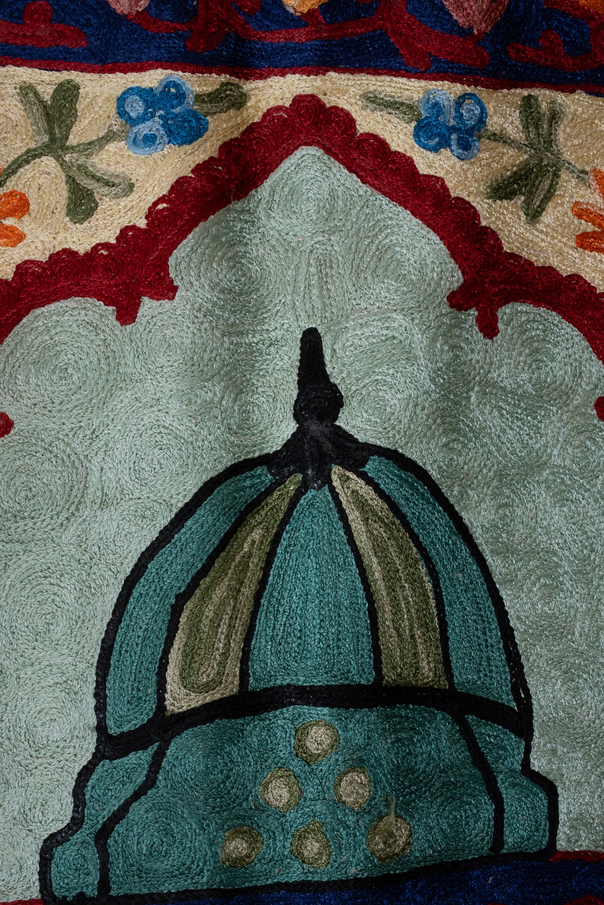 Royal Garden Dome: Hand Embroidered Jainimaz (Prayer Mat)