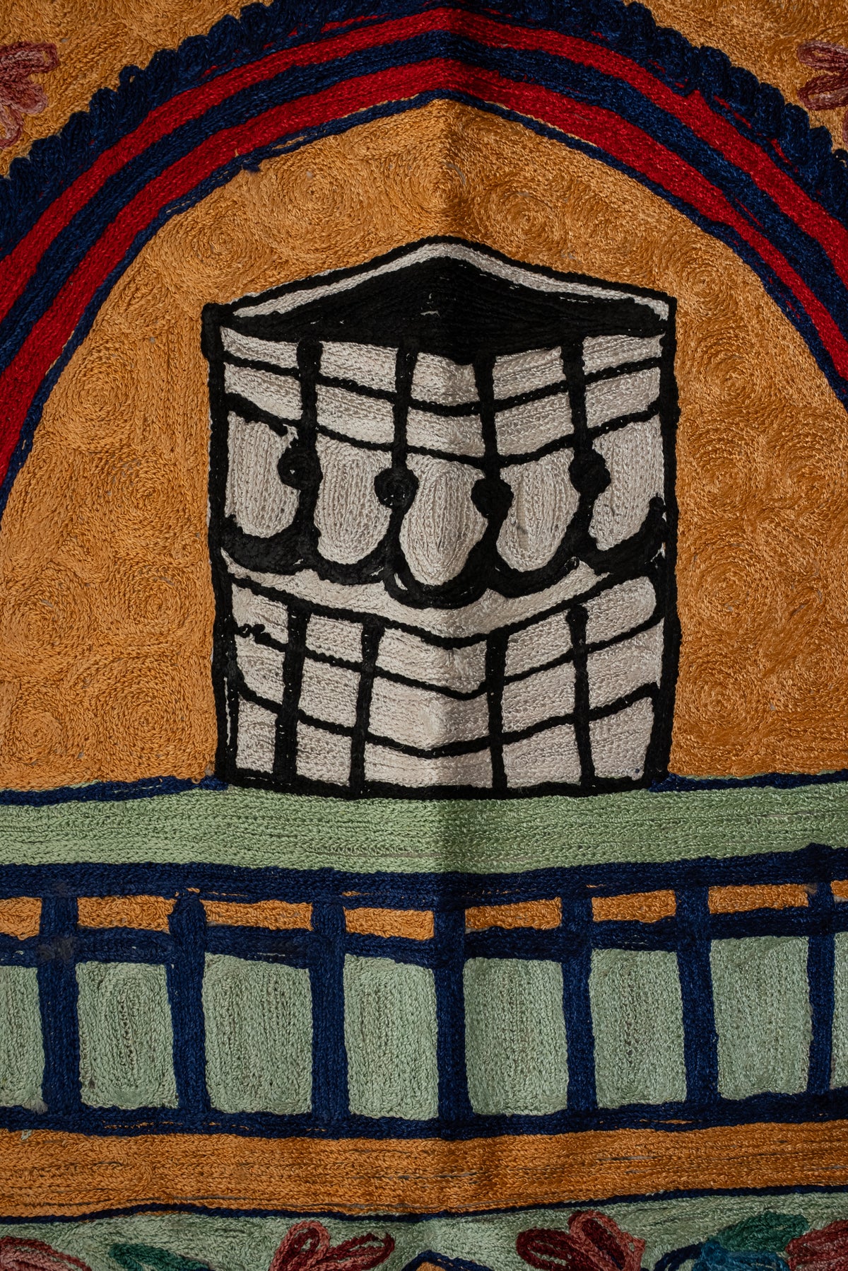 Amber Garden Arch: Hand Embroidered Jainimaz (Prayer Mat)