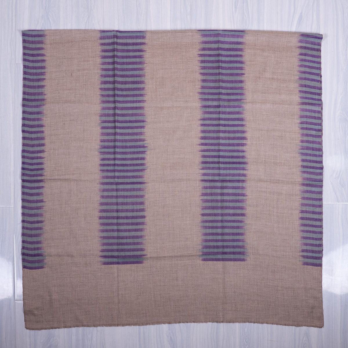 Lavender Dusk Lines: Pure Pashmina Ikat Shawl