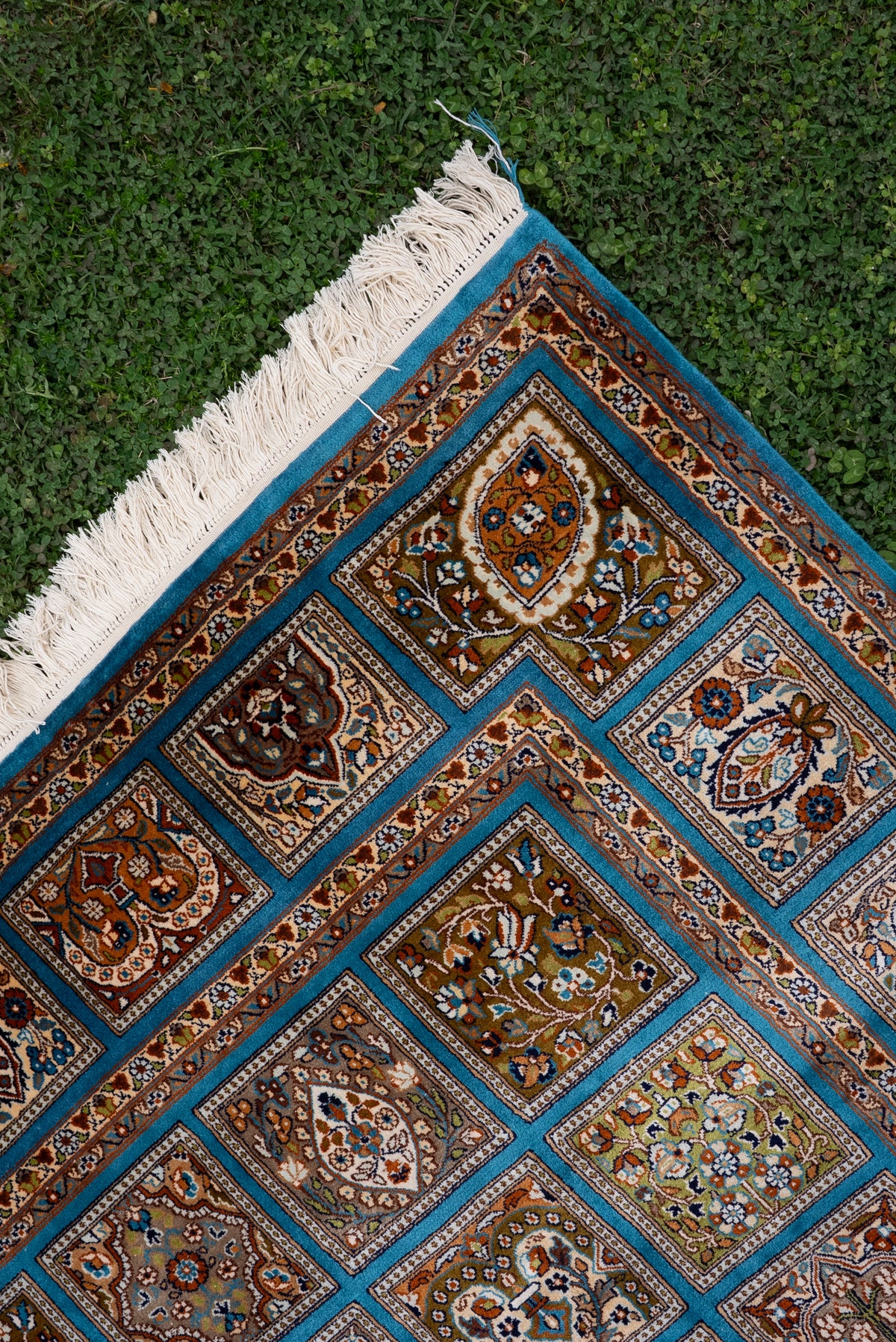 7ft x 5ft Hand Knotted Mulberry silk on silk Kashmiri Carpet
