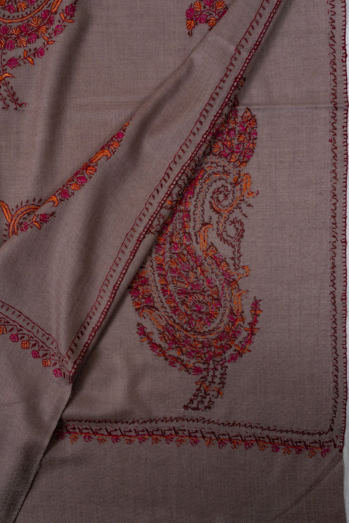 Royal Paisley Muse: Merino wool 2.5 Yards Sozni Hand Embroidered Shawl