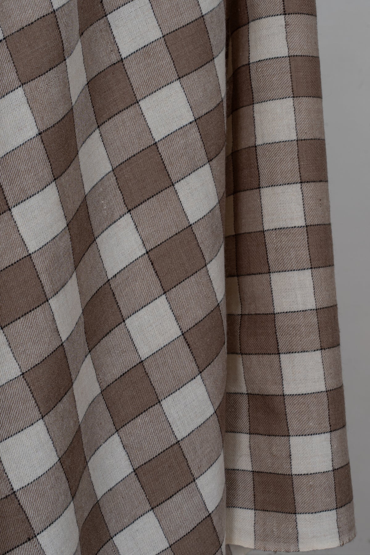 3 yards Mocha Checkered Kani Pure Pashmina Shawl with Colourful Floral Accents