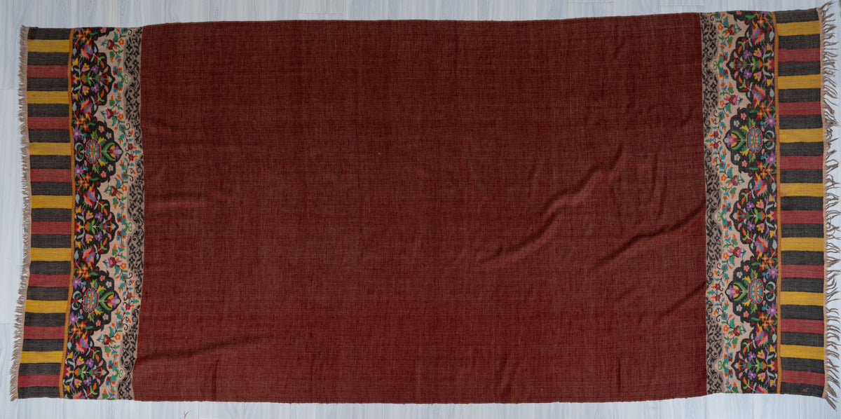 3 yards reversible Kani Pure Pashmina Shawl with Vibrant Floral Accents