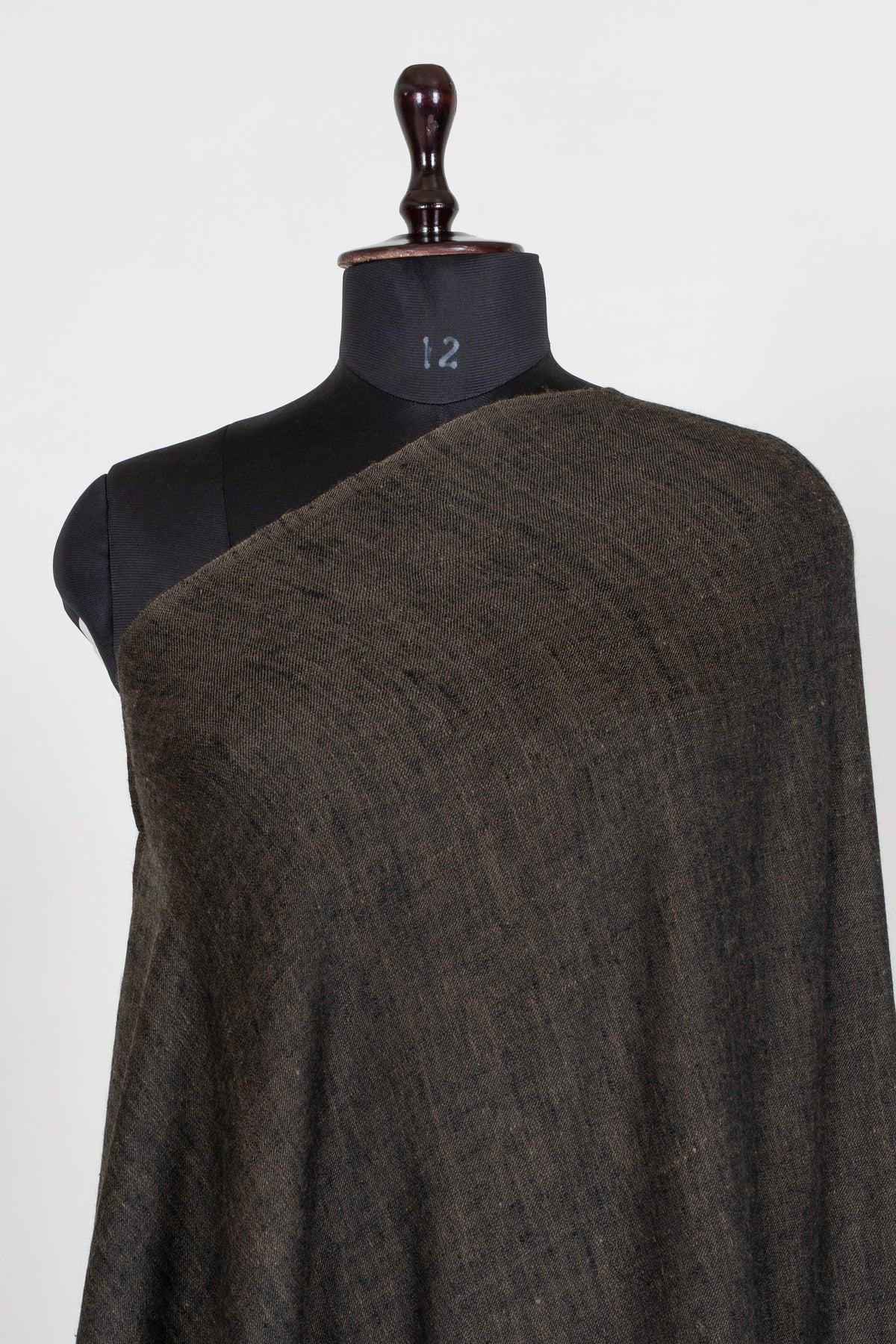 3 yards Reversible Pure Pashmina Shawl with Kani Woven Floral Borders in Camel Brown and Charcoal Grey