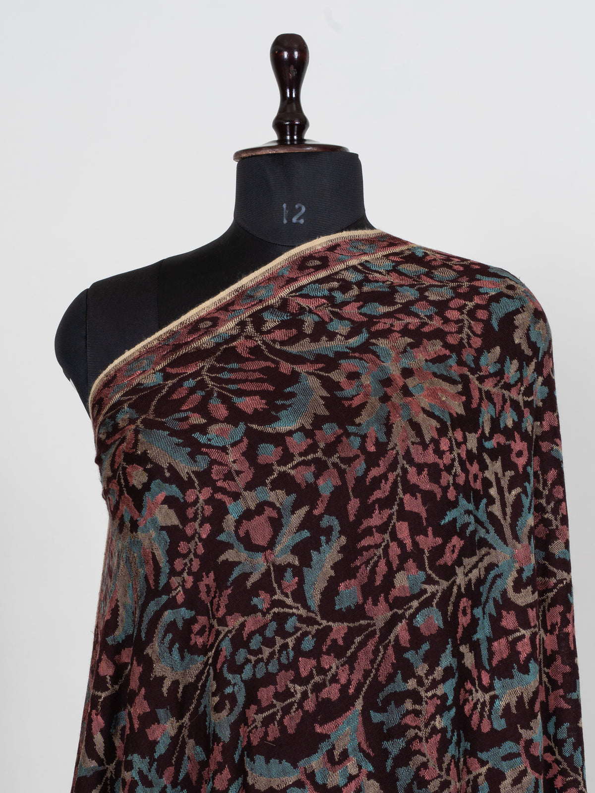 3 Yards Pure Pashmina Kani shawl with Rose and Blue Florals
