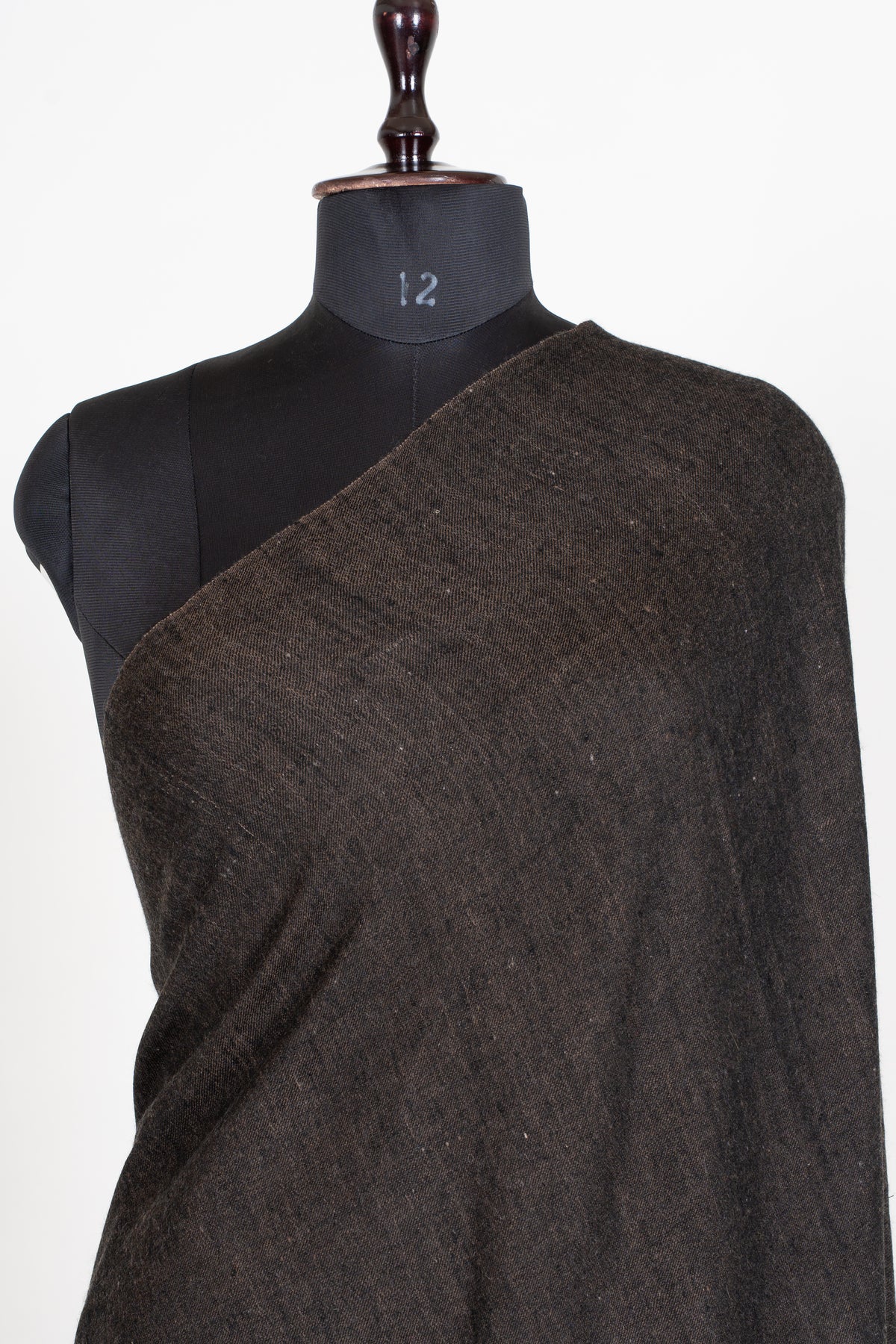 3 yards Reversible Pure Pashmina Shawl with Kani Woven Vibrant Floral Borders in Deep Charcoal and Warm Taupe