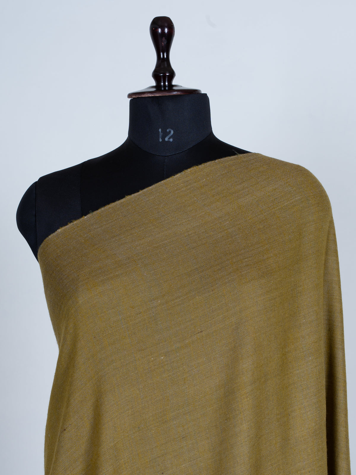 3 yards Reversible Pure Pashmina Shawl with Kani Woven Floral Borders in Olive Green and Mustard Gold