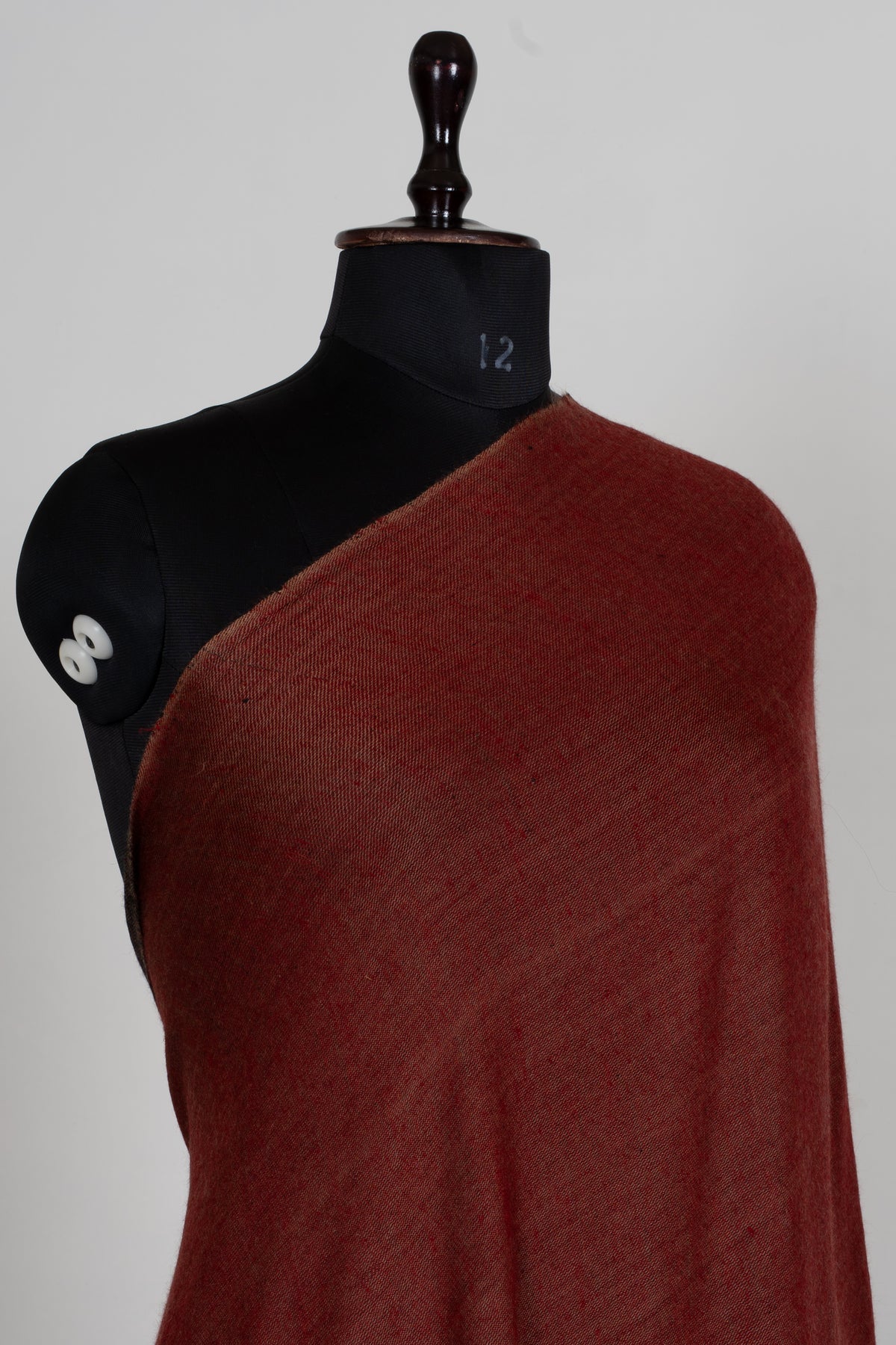 3 Yards Reversible Pure Pashmina Shawl with Kani Woven Floral Borders in Rustic Red and Cocoa Brown