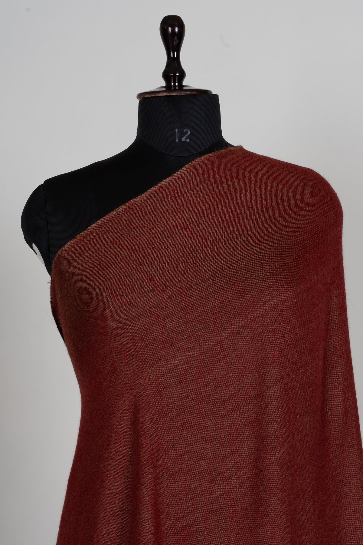 3 Yards Reversible Pure Pashmina Shawl with Kani Woven Floral Borders in Rustic Red and Cocoa Brown
