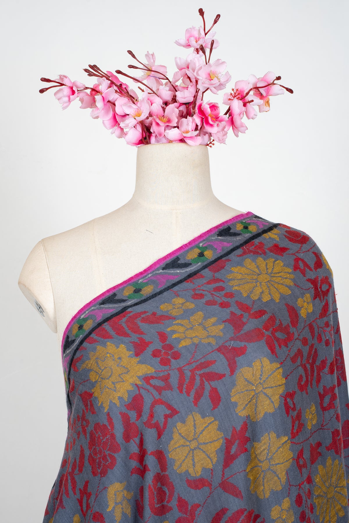 2.5 Yards Kani Moonlit Meadow Reverie: Pure Pashmina Hand Woven Shawl