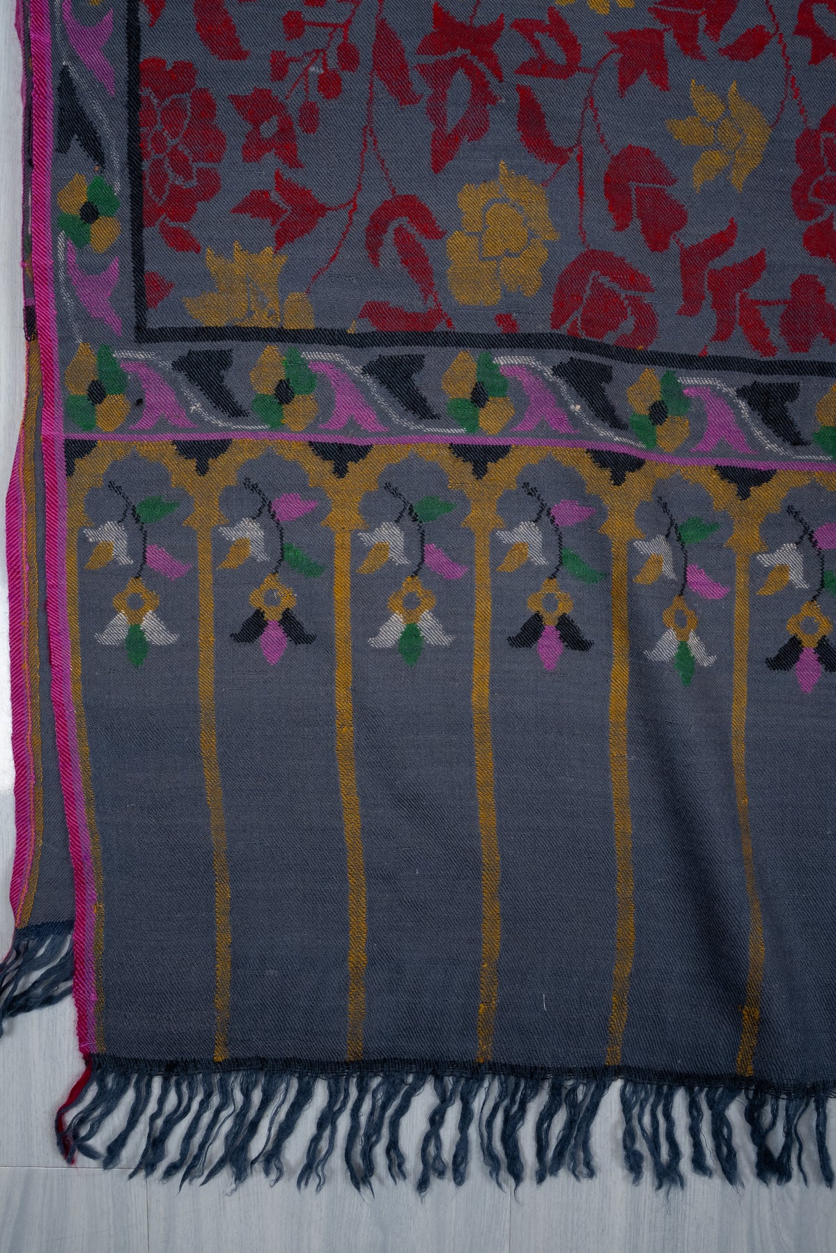 2.5 Yards Kani Moonlit Meadow Reverie: Pure Pashmina Hand Woven Shawl