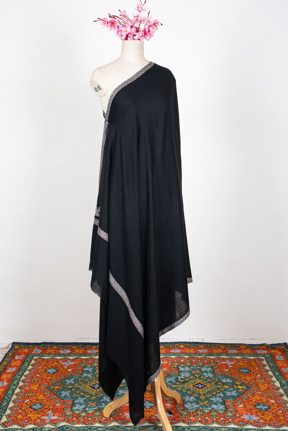 2.5 Yards Pure Pashmina Hand Embroidered Shawl