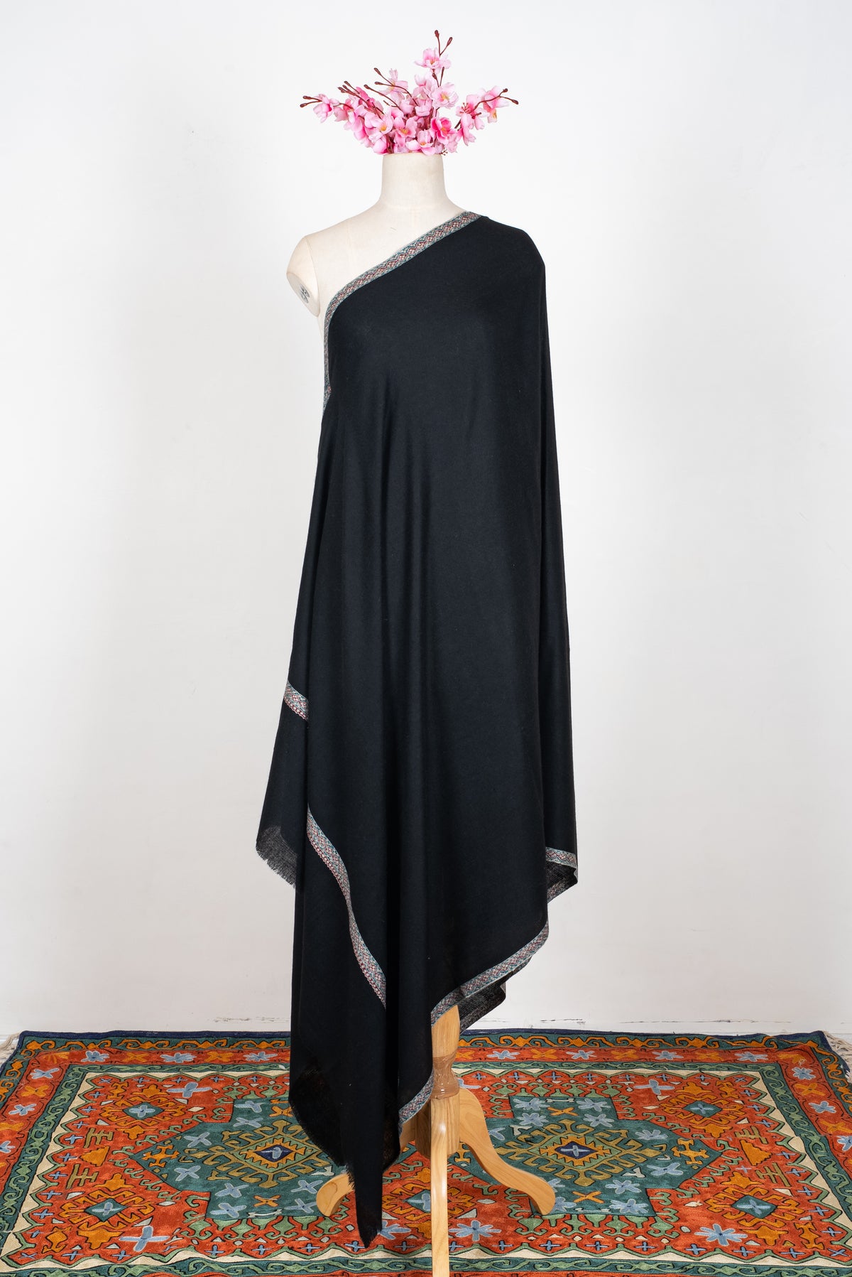 2.5 Yards Pure Pashmina Hand Embroidered Shawl