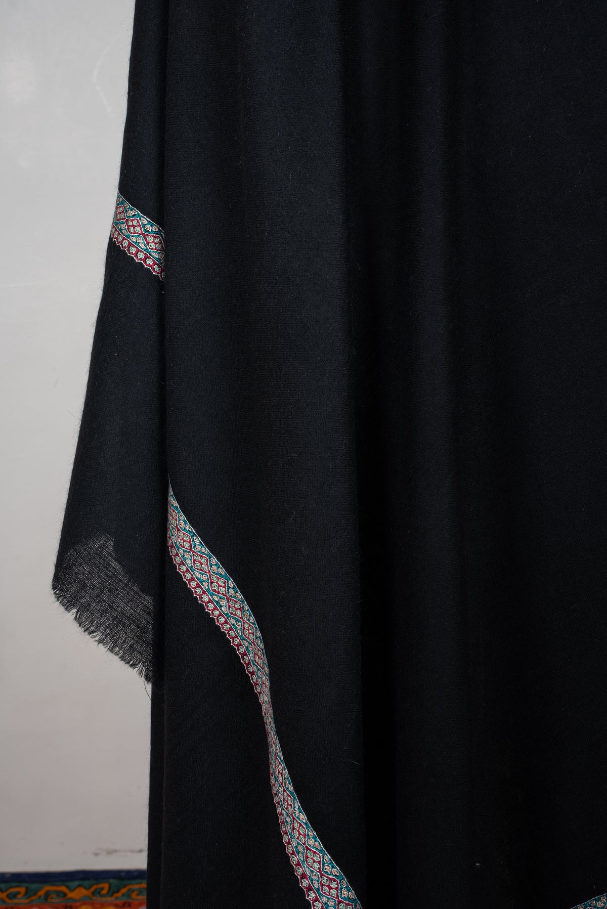 2.5 Yards Pure Pashmina Hand Embroidered Shawl