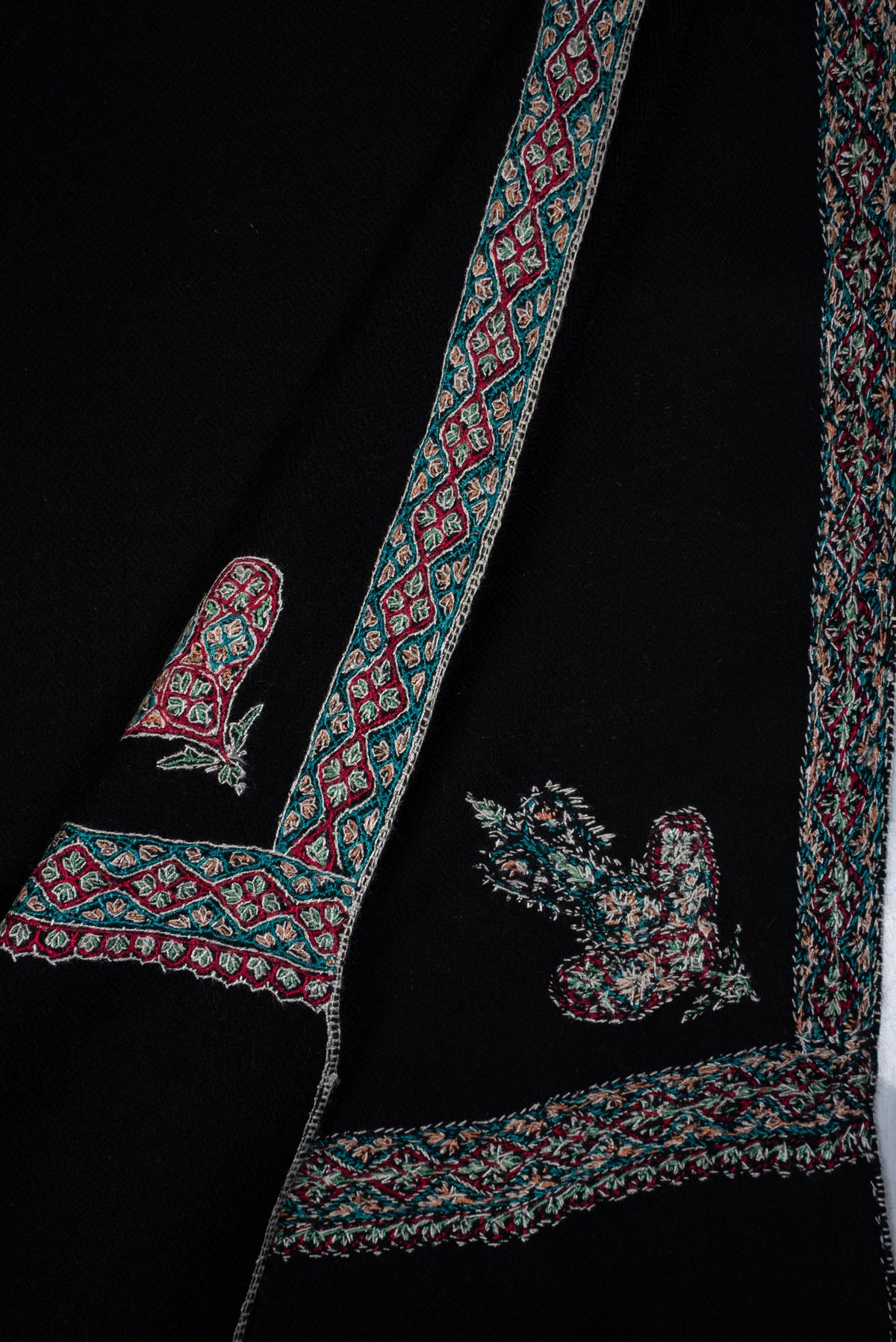 2.5 Yards Pure Pashmina Hand Embroidered Shawl