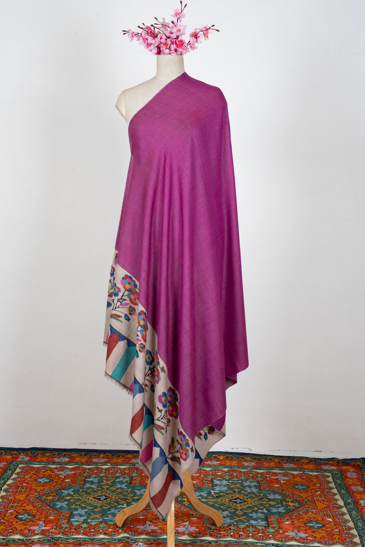 Orchid Bloom Radiance: Kani Pure Pashmina Hand Woven Shawl