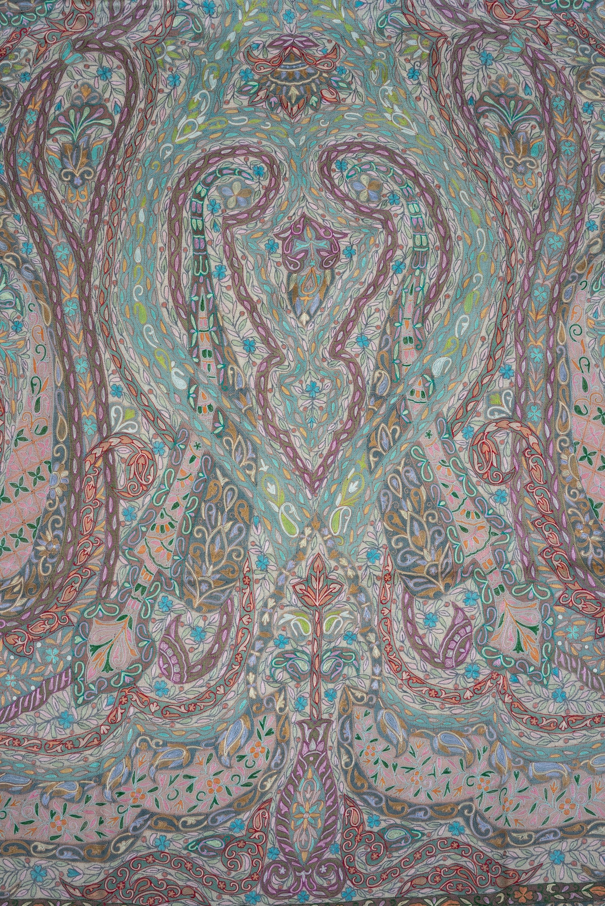 Celeste Paisley Bloom: Pure Pashmina Kalamkari Hand Embroidered Shawl