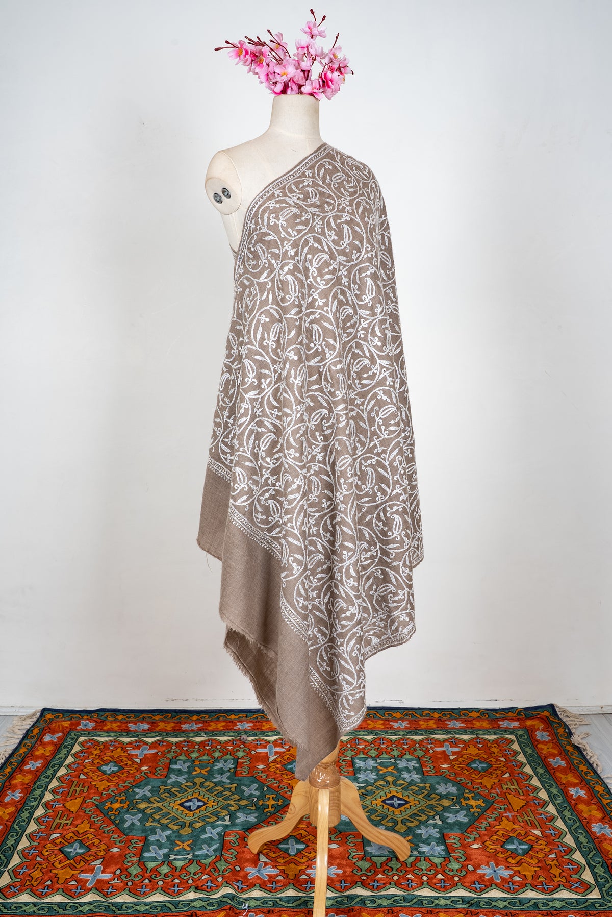 Tilla Hand Embroidered Pure Pashmina Shawl