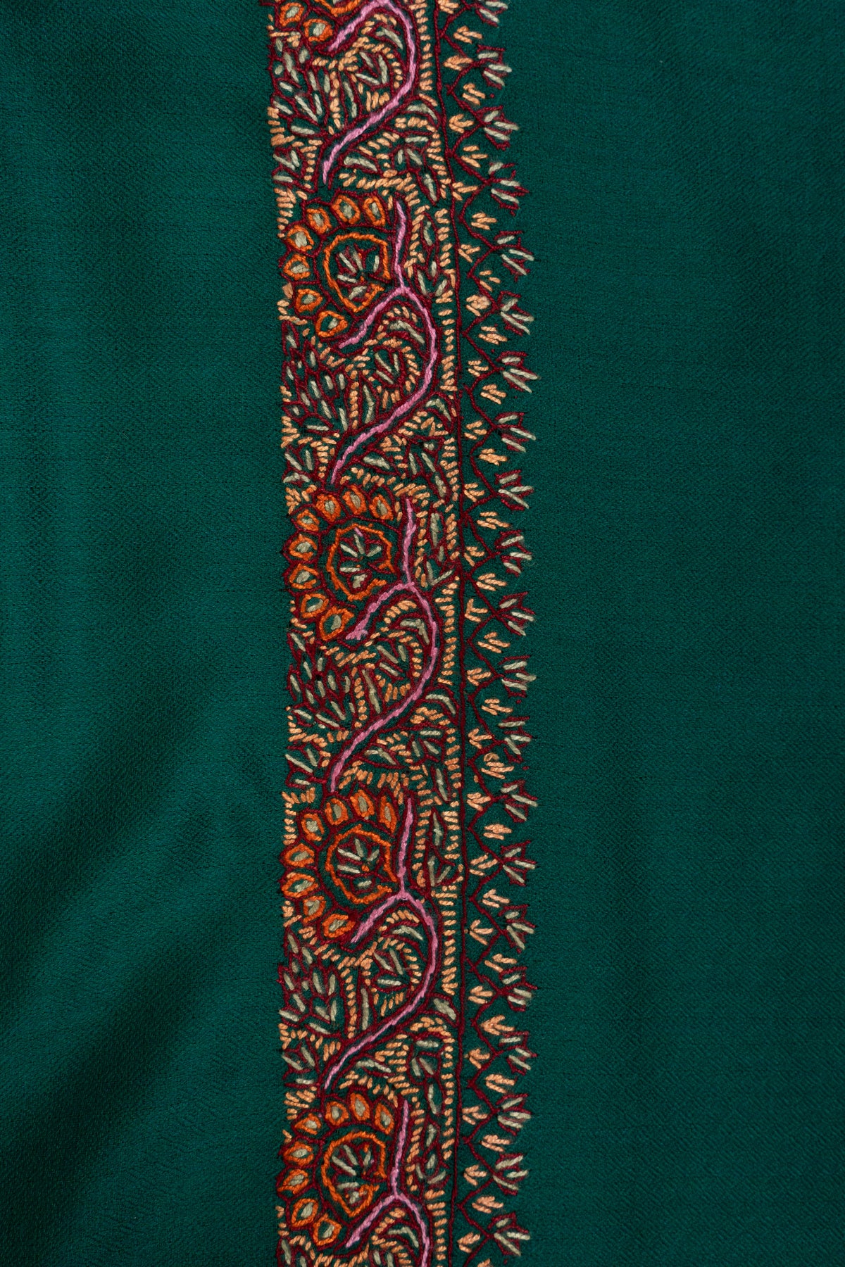 Emerald Court Classic: Merino wool 2.5 Yards Sozni Hand Embroidered Shawl