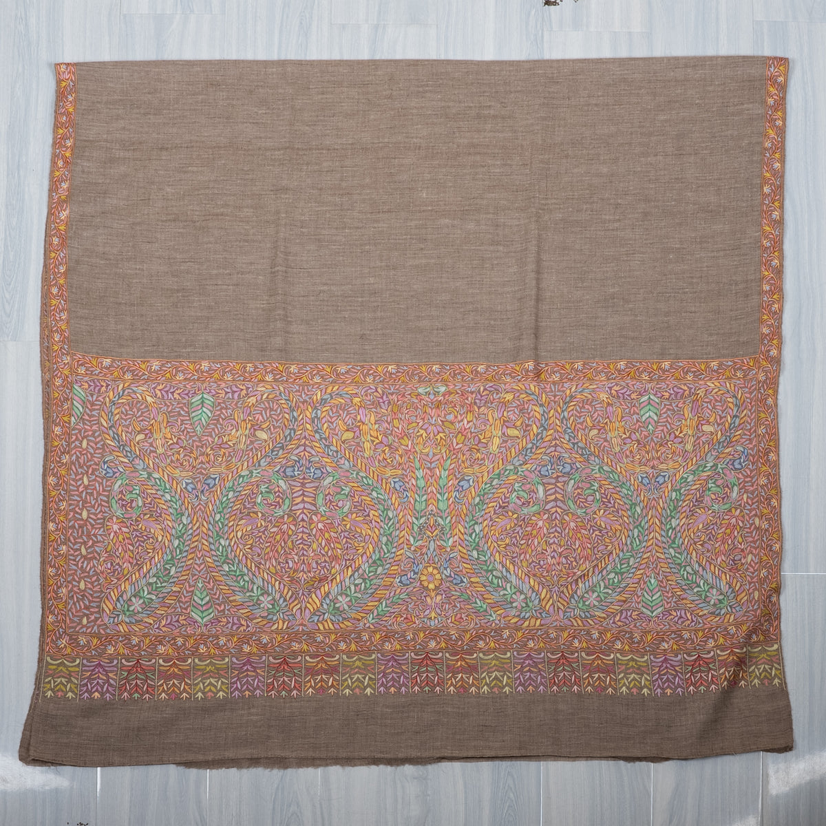 Desert Blush Paisley: Pure Pashmina Hand Embroidered Shawl