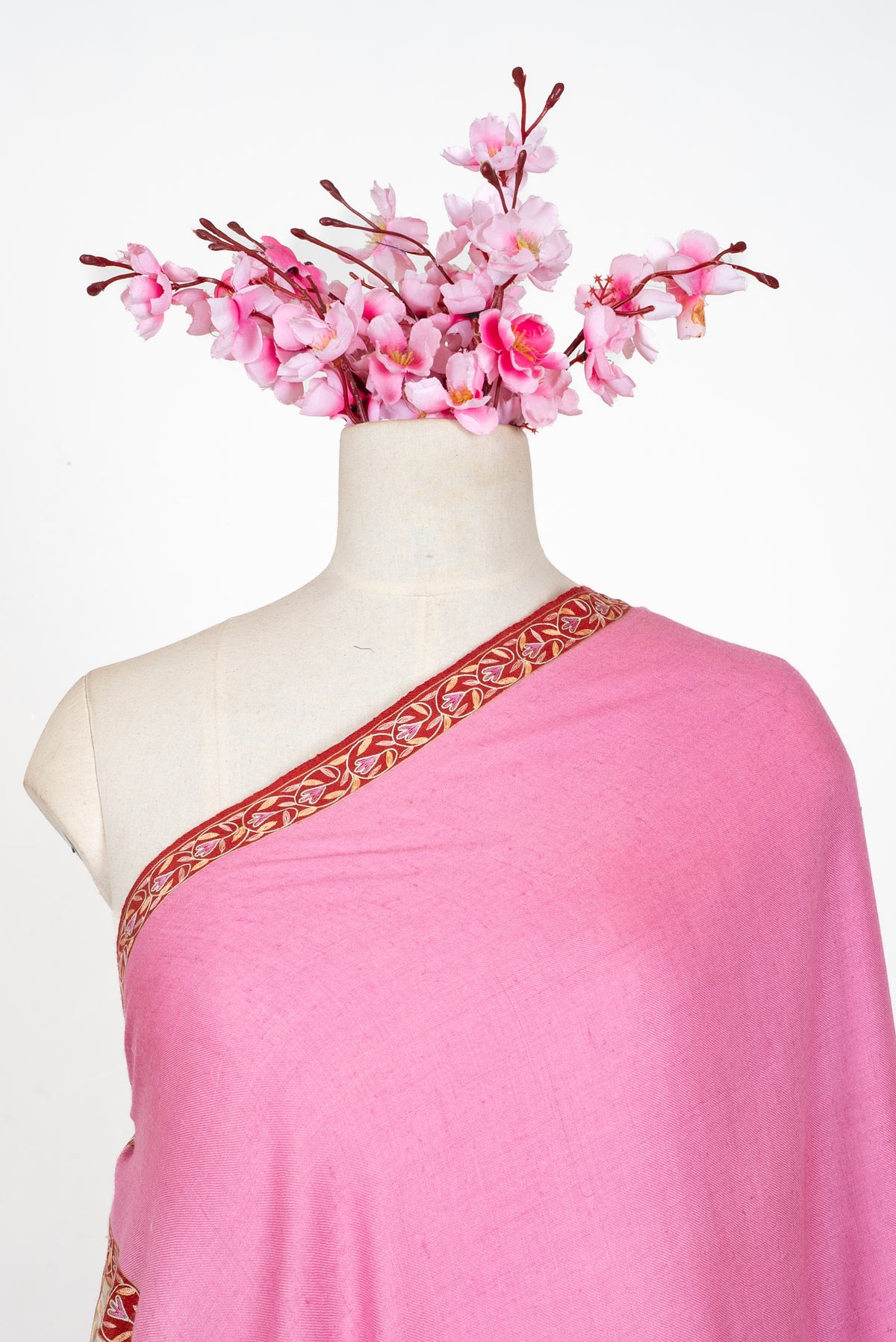 Rose Petal Symphony: Pure Pashmina Hand Embroidered Shawl