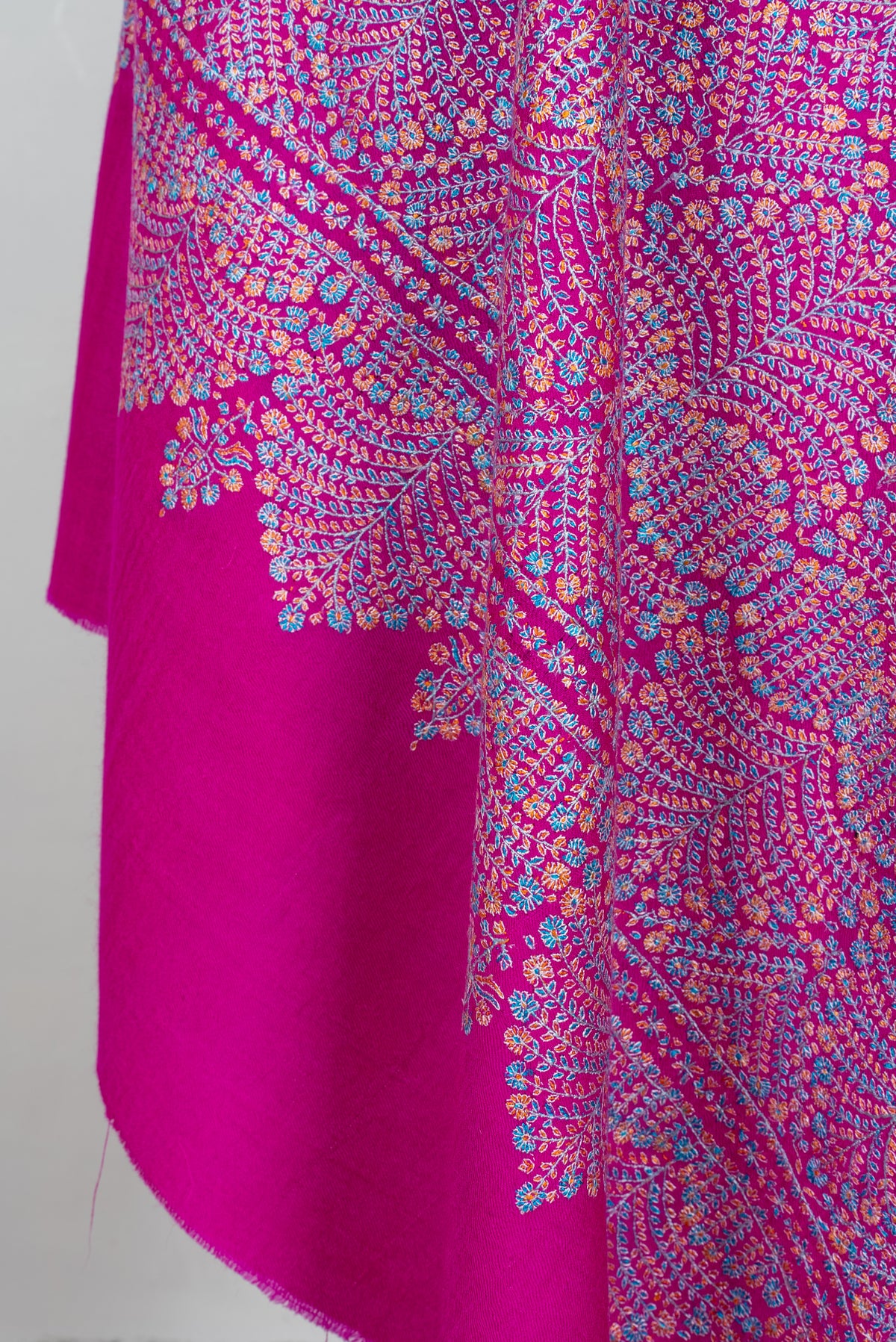 Pure Silk Thread Sozni Embroidered on Pure Pashmina Shawl