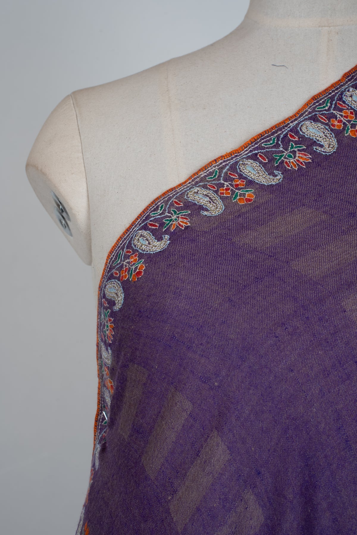Imperial Paisley Hand Embroidered Pure Pashmina Shawl