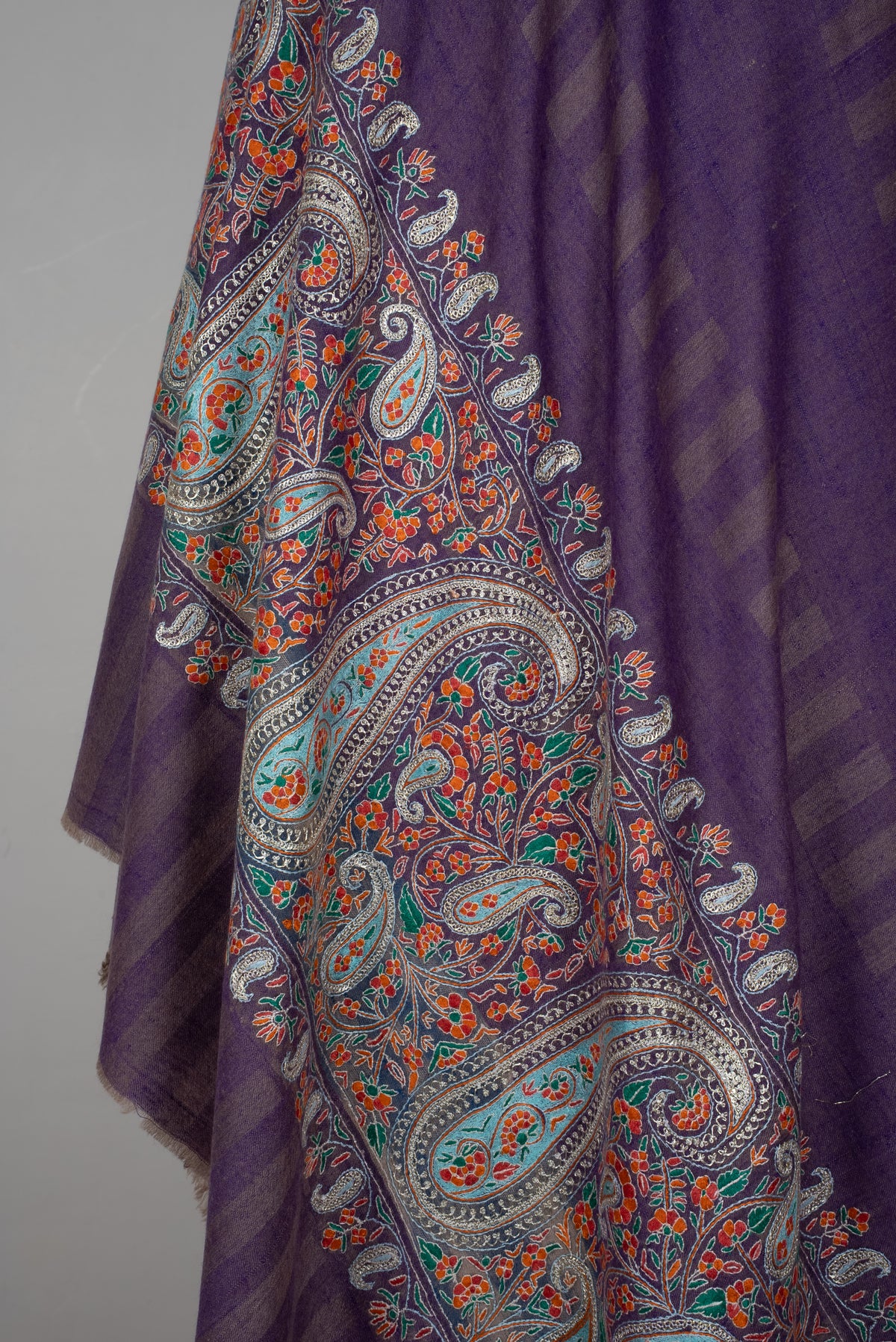 Imperial Paisley Hand Embroidered Pure Pashmina Shawl