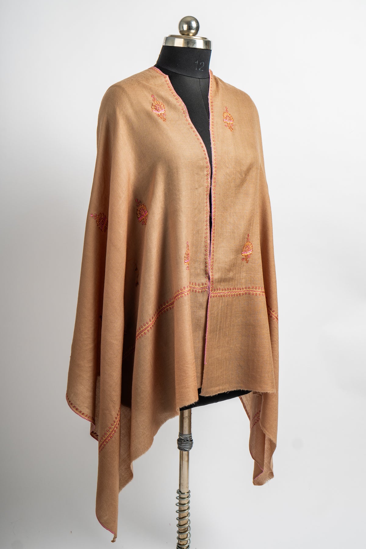 Desert Bloom Hand Embroidered Sozni Merino Wool Stole