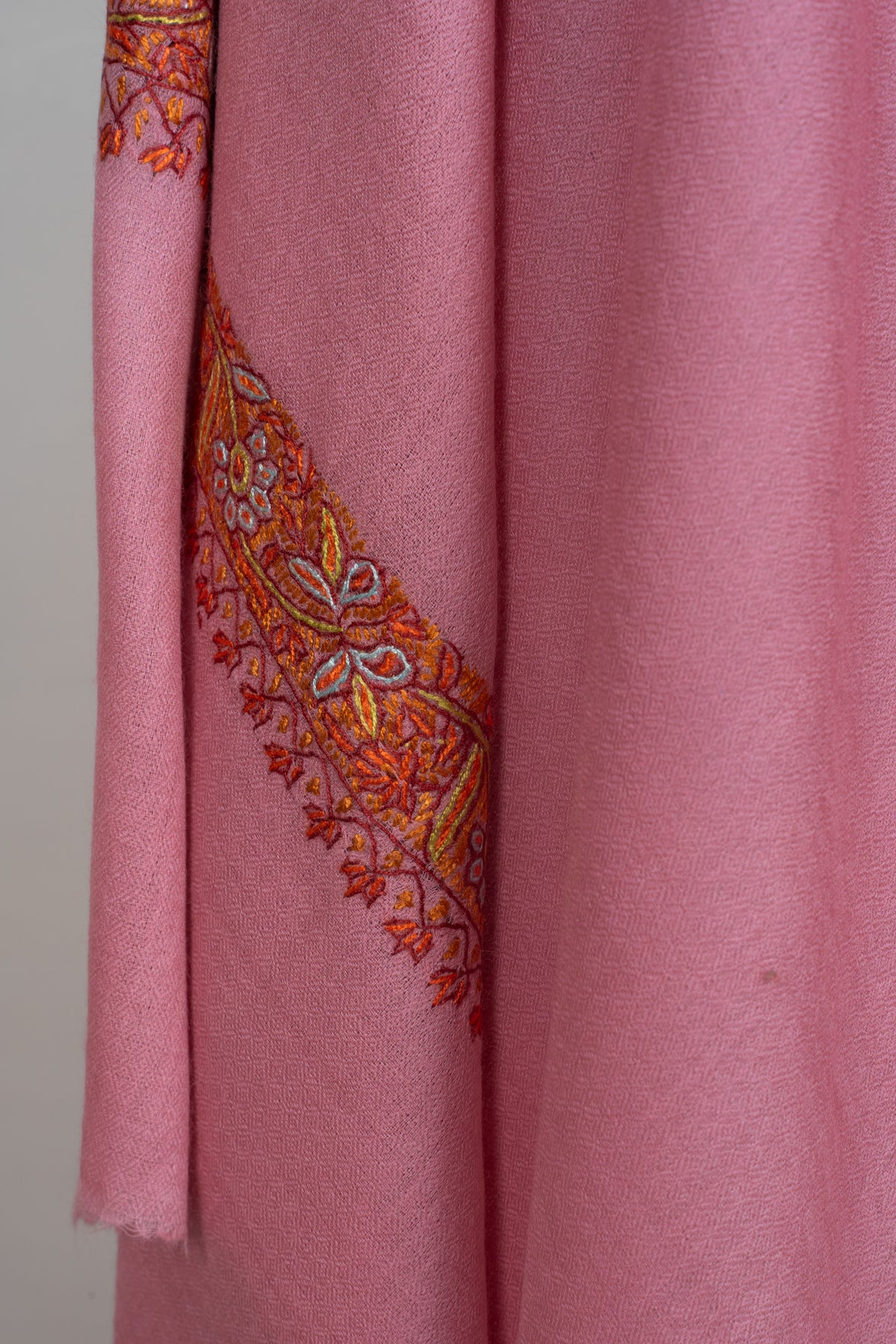 Rosewood Paisley Merino wool 2.5 Yards Sozni Hand Embroidered Shawl