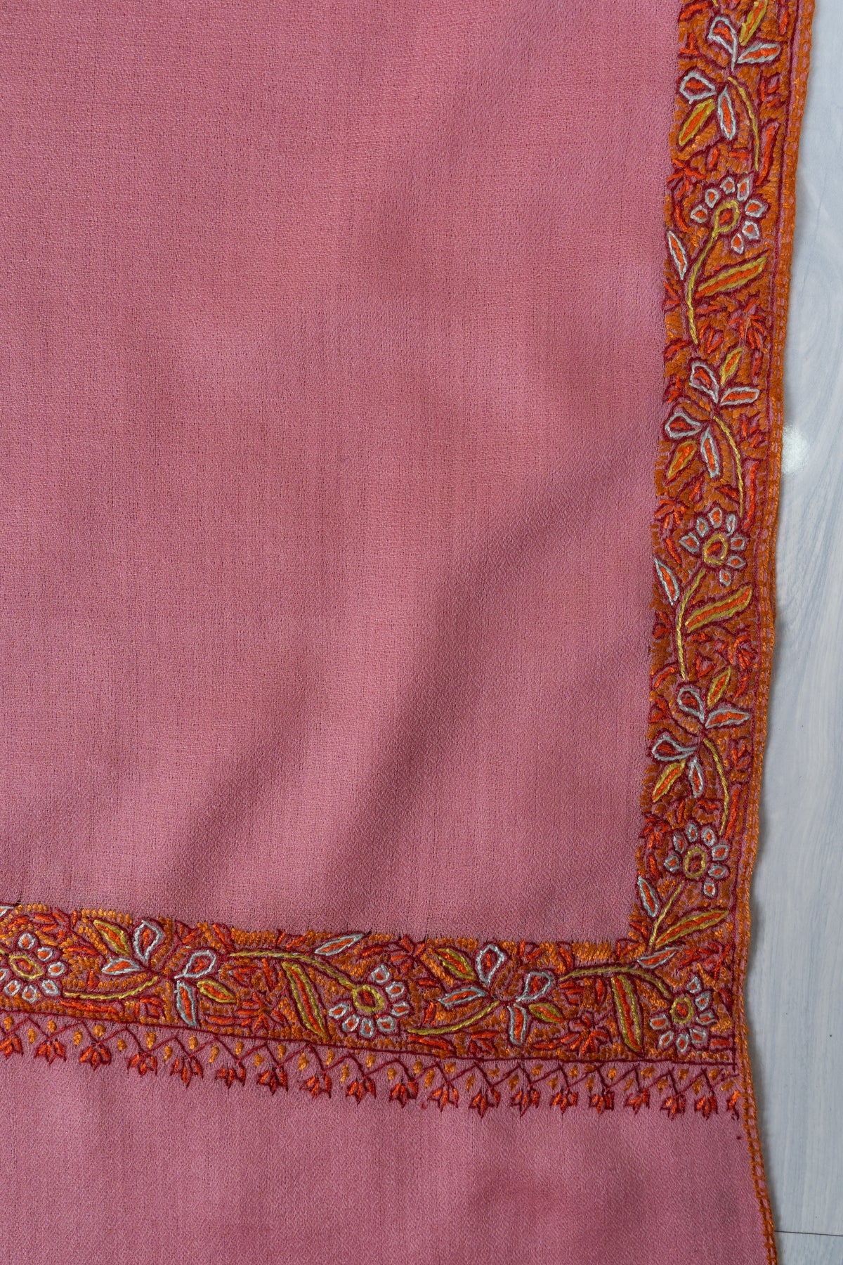 Rosewood Paisley Merino wool 2.5 Yards Sozni Hand Embroidered Shawl