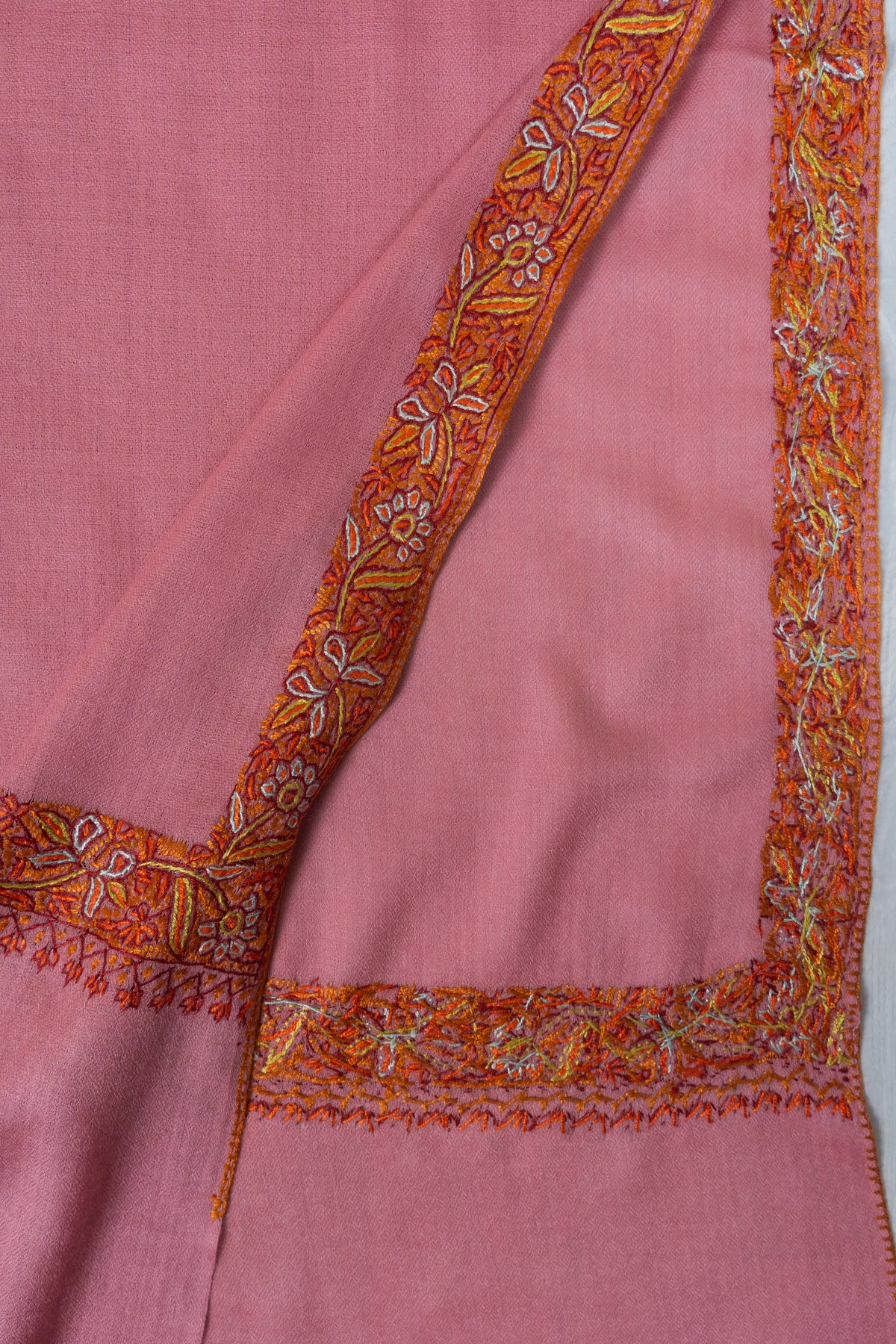 Rosewood Paisley Merino wool 2.5 Yards Sozni Hand Embroidered Shawl