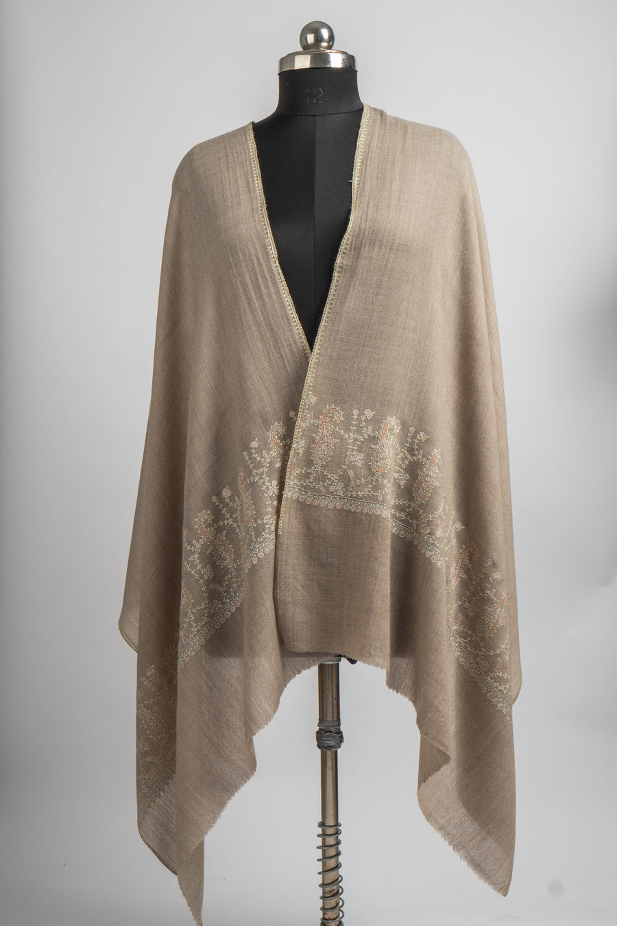 Sand Dunes Hand Embroidered Merino Wool Sozni Stole
