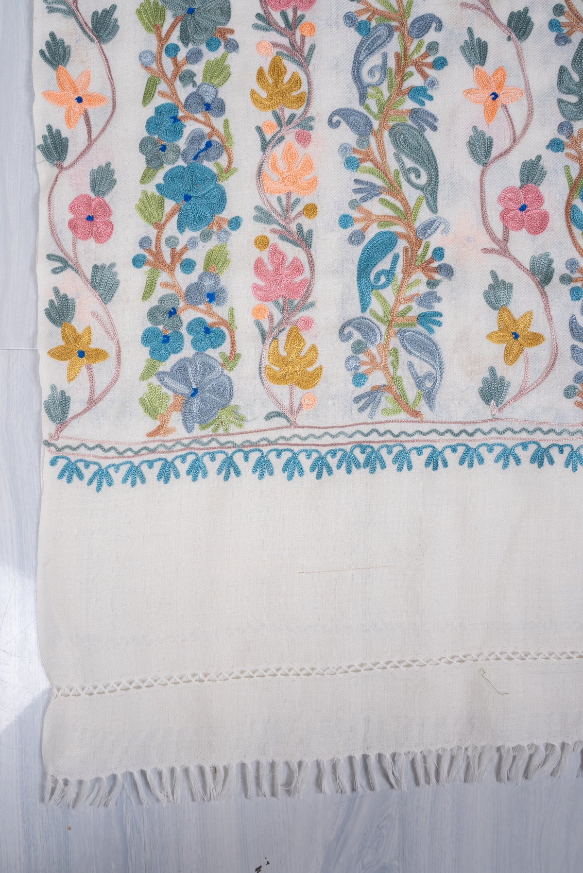 Blooming Meadow Aari Machine Embroidered Shawl