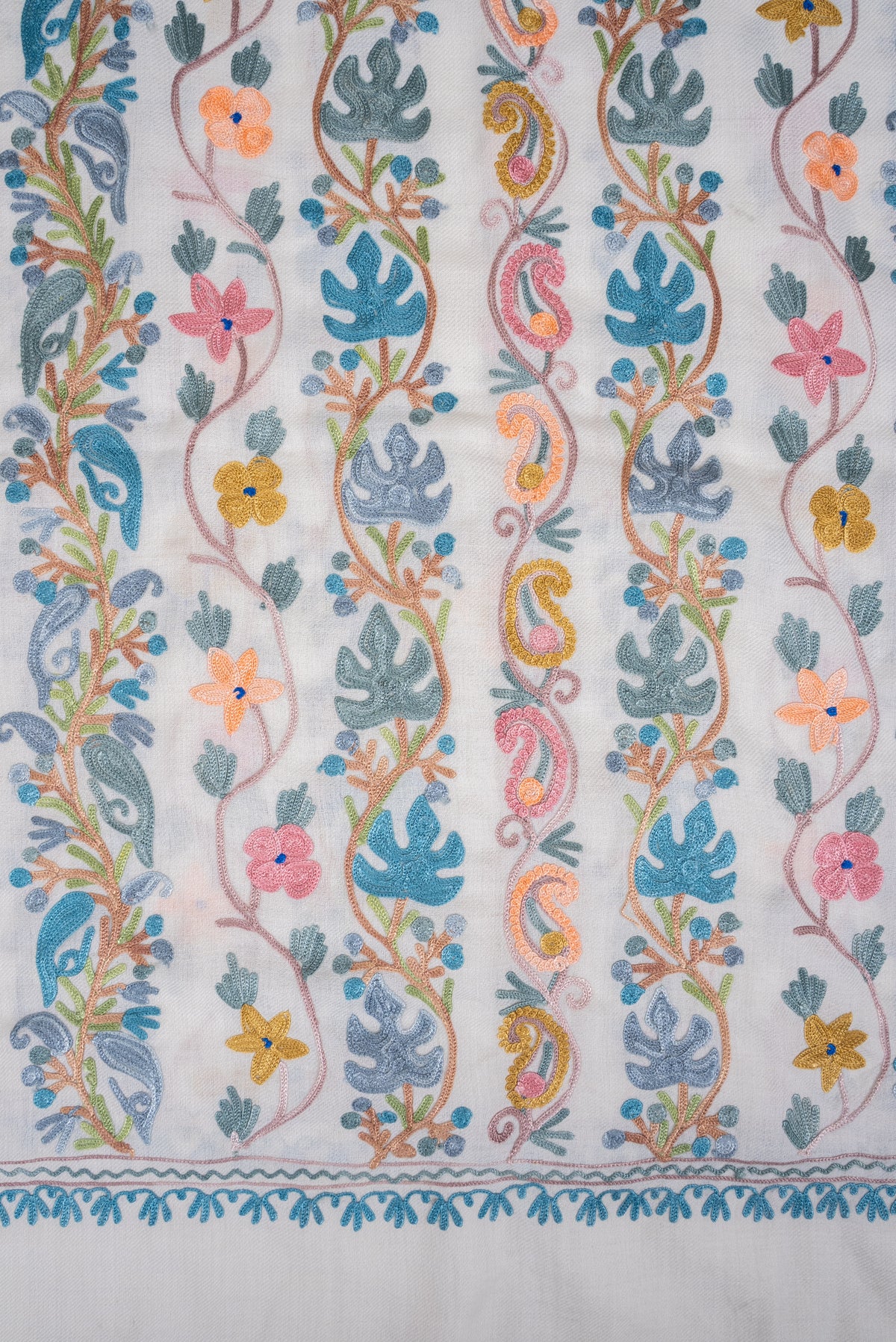Blooming Meadow Aari Machine Embroidered Shawl