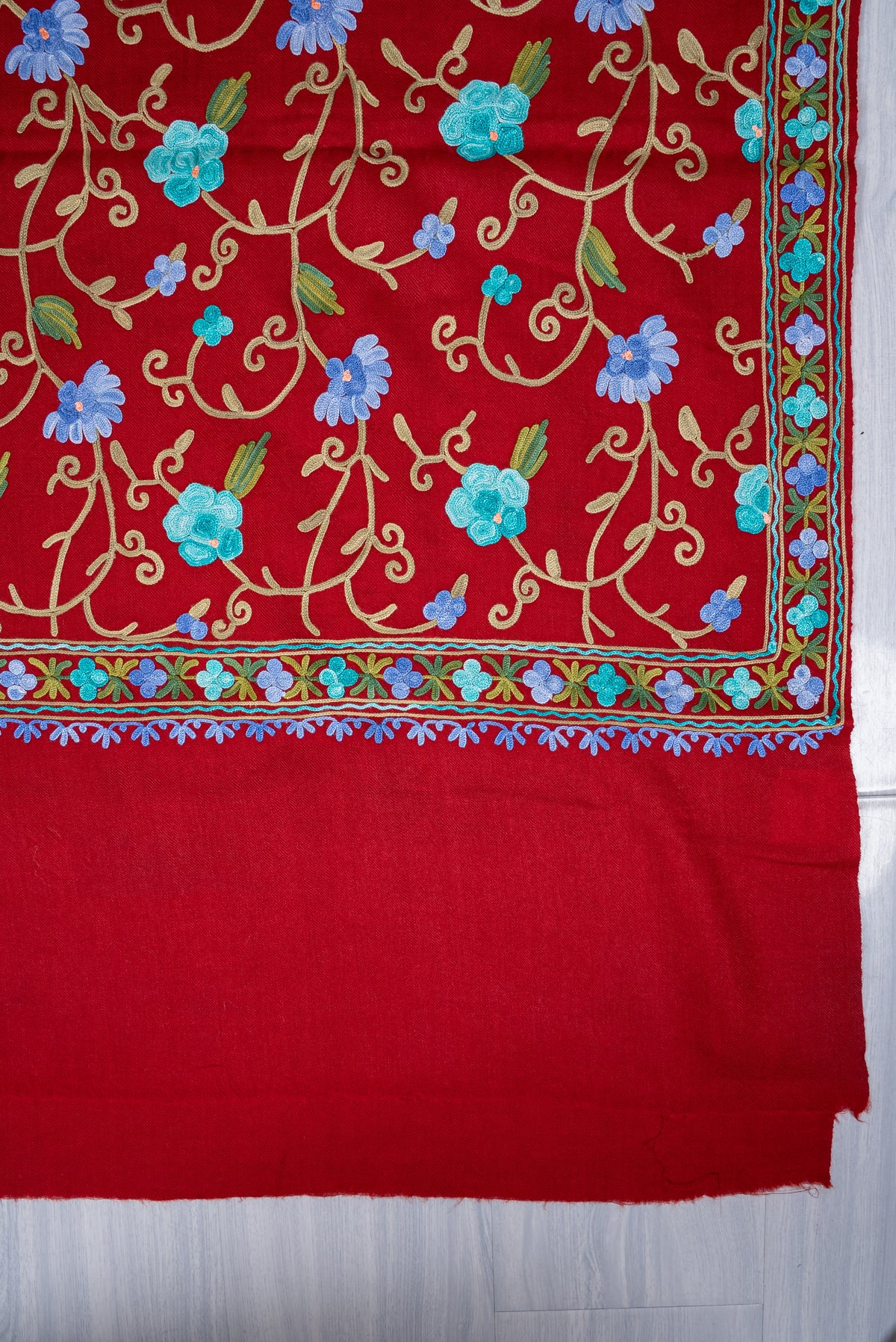Ruby Garden Aari Machine Embroidered Shawl