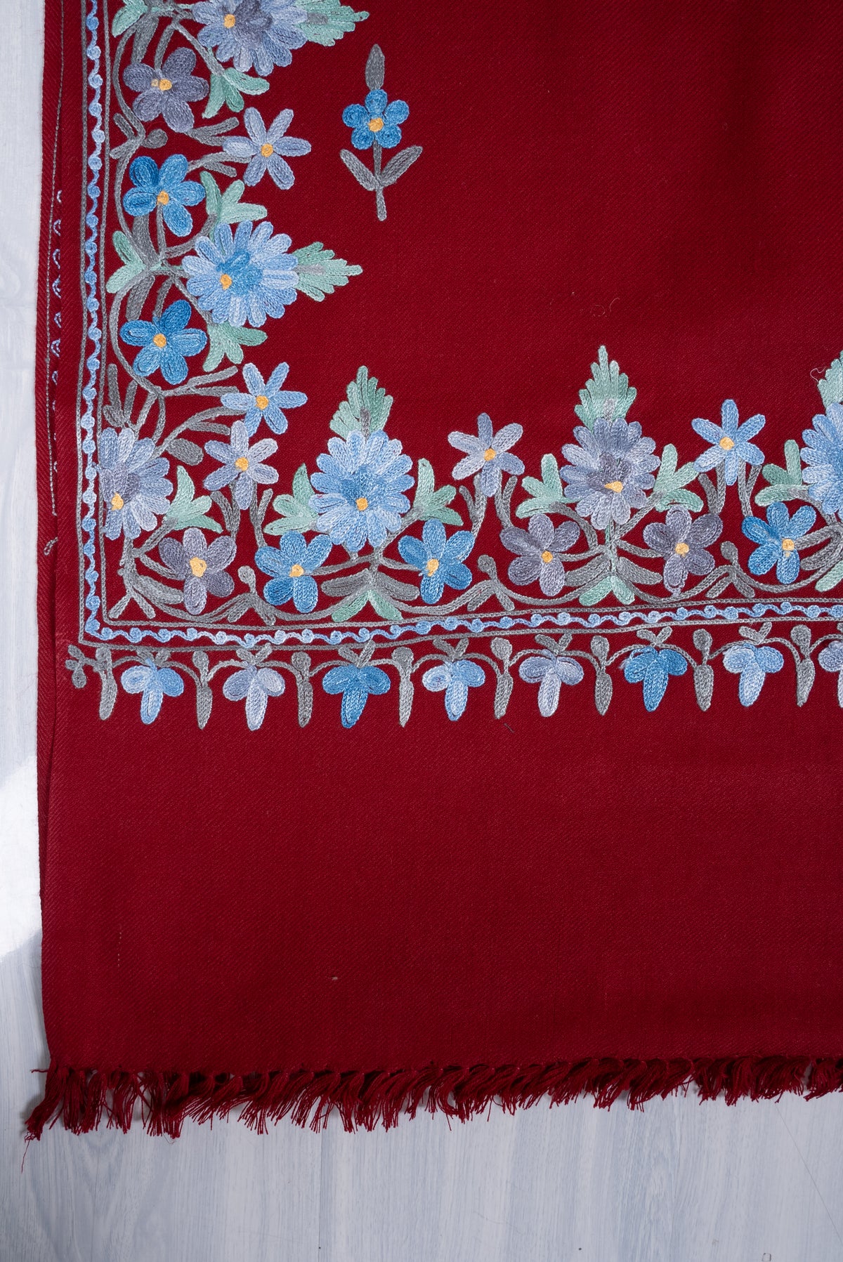 Ruby Frost Aari Machine Embroidered Shawl