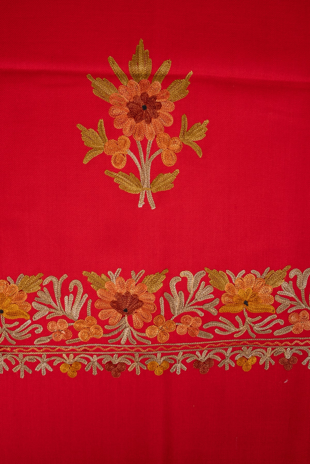 Scarlet Meadow Aari Machine Embroidered Shawl