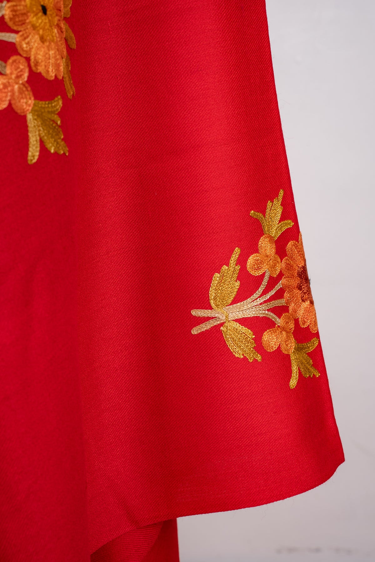 Scarlet Meadow Aari Machine Embroidered Shawl