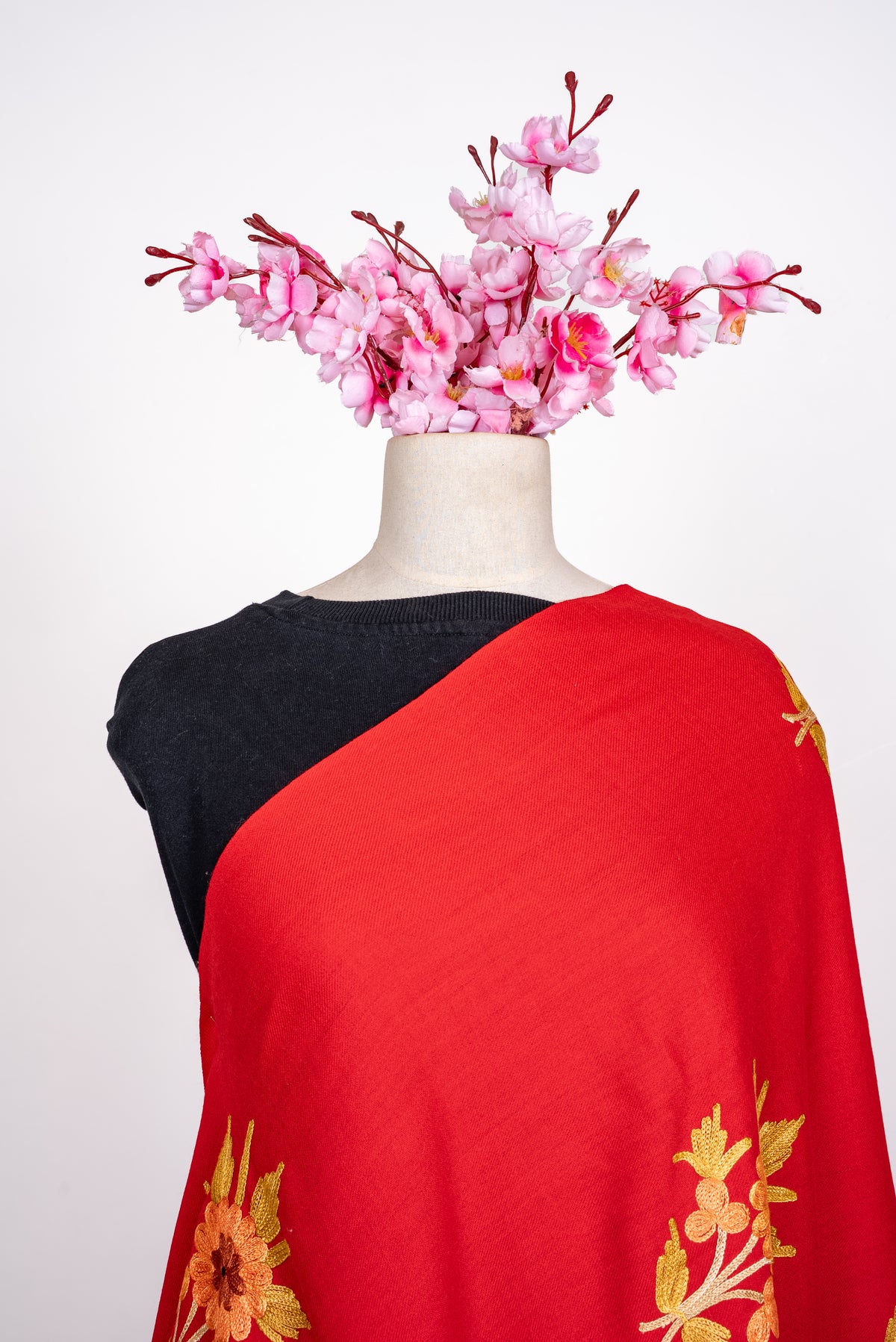 Scarlet Meadow Aari Machine Embroidered Shawl