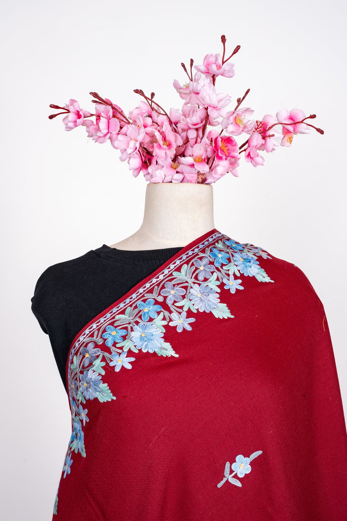 Ruby Frost Aari Machine Embroidered Shawl