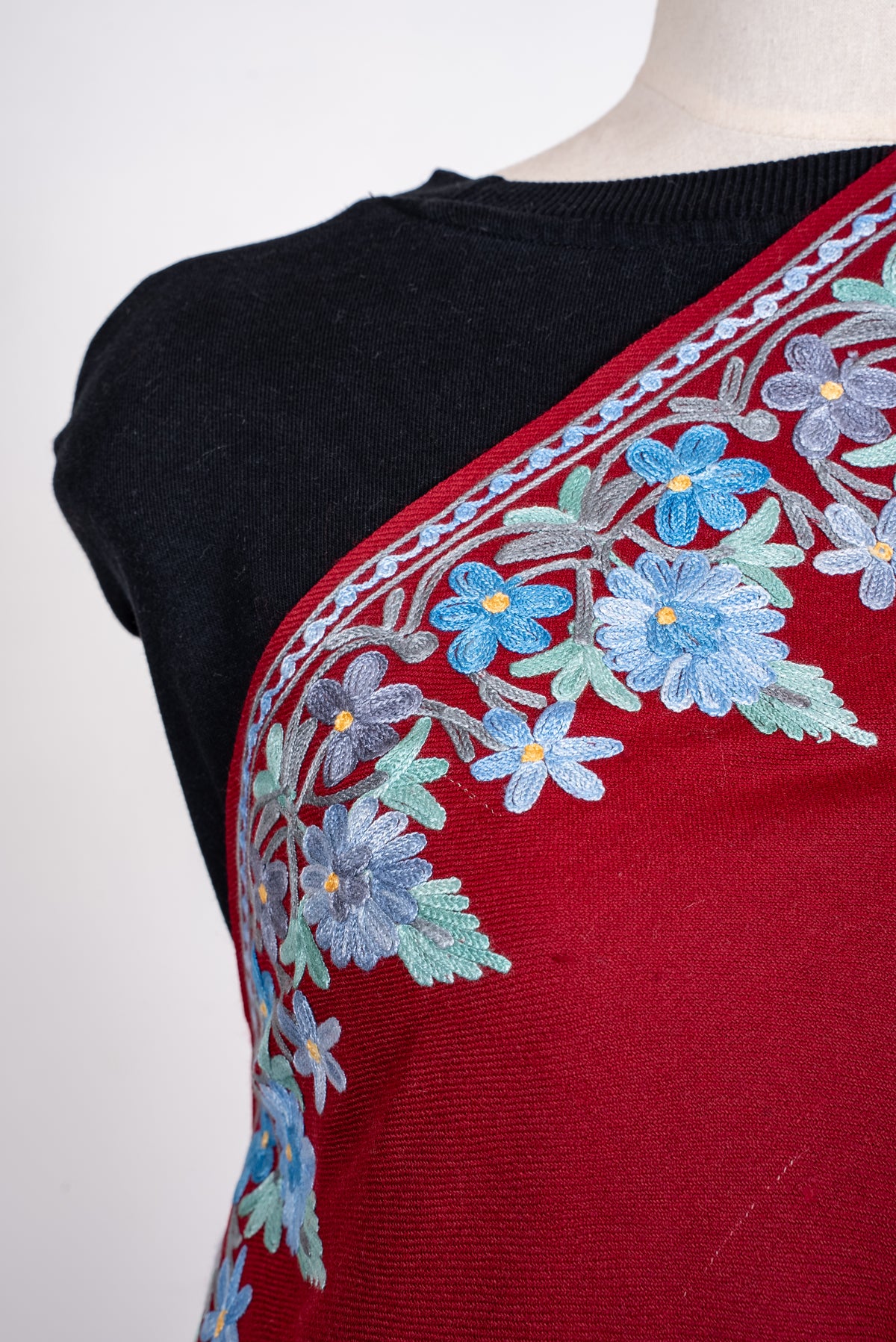 Ruby Frost Aari Machine Embroidered Shawl