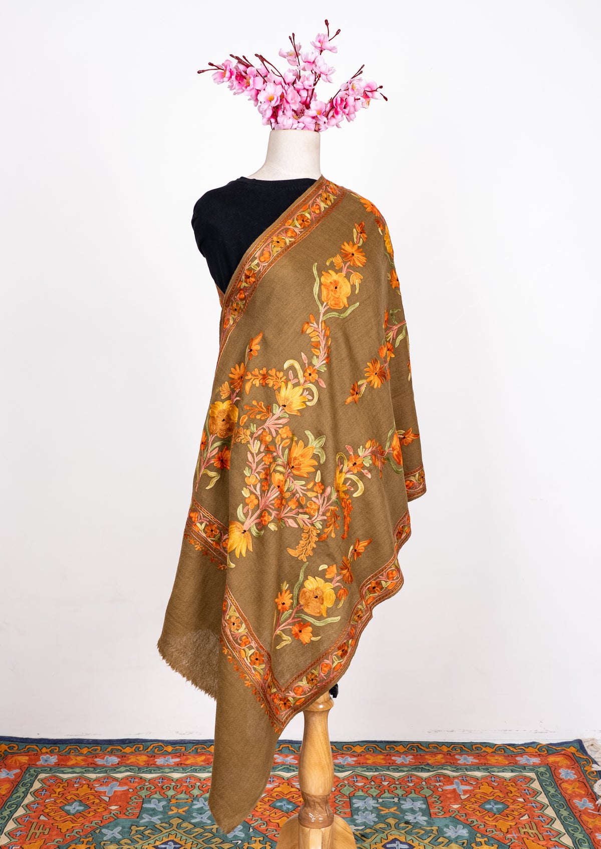 Autumn Grove Aari Machine Embroidered Shawl