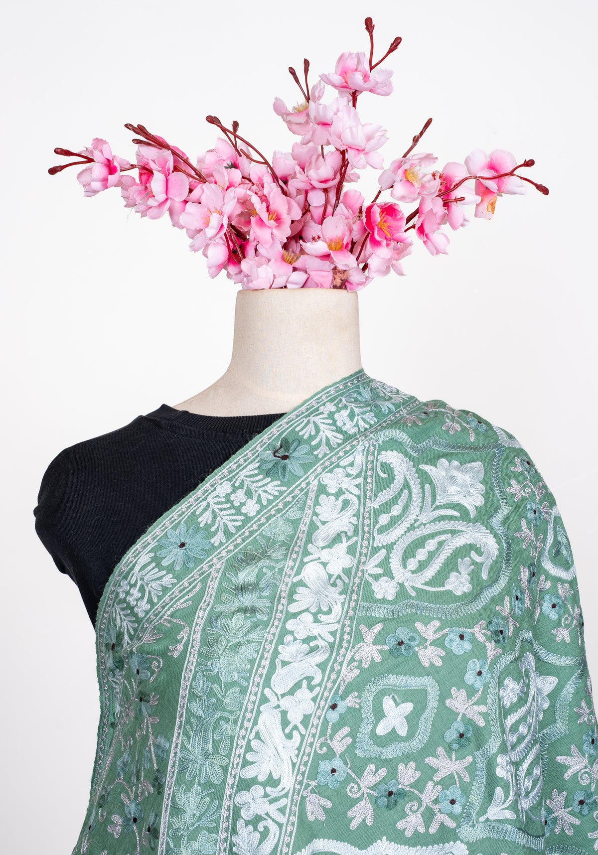 Mint Royale Aari Machine Embroidered Shawl