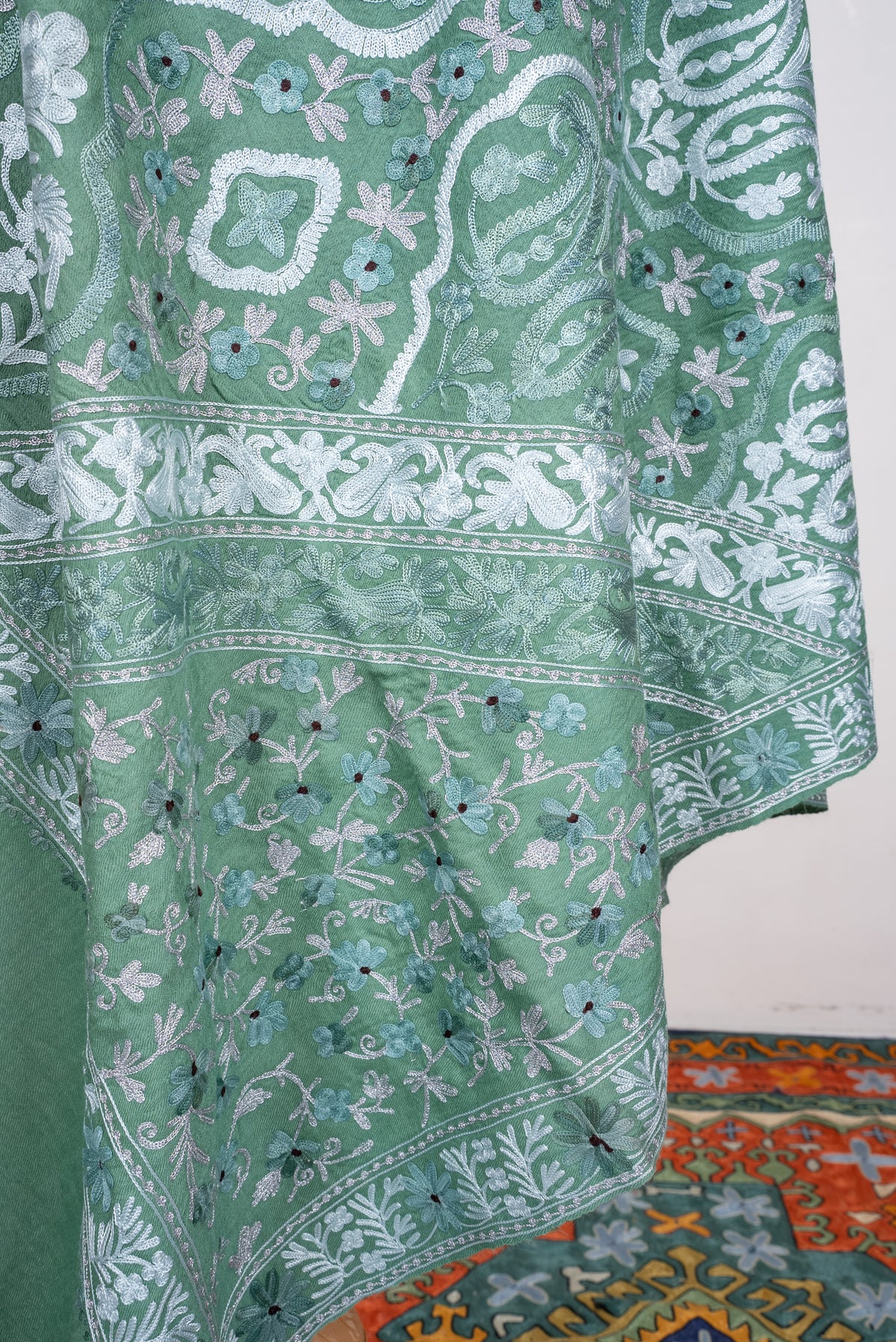 Mint Royale Aari Machine Embroidered Shawl