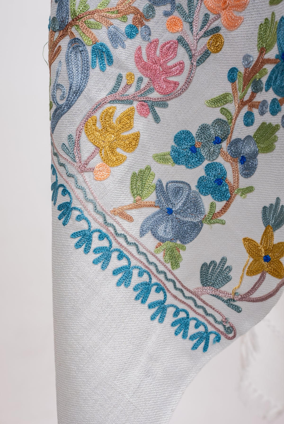 Blooming Meadow Aari Machine Embroidered Shawl