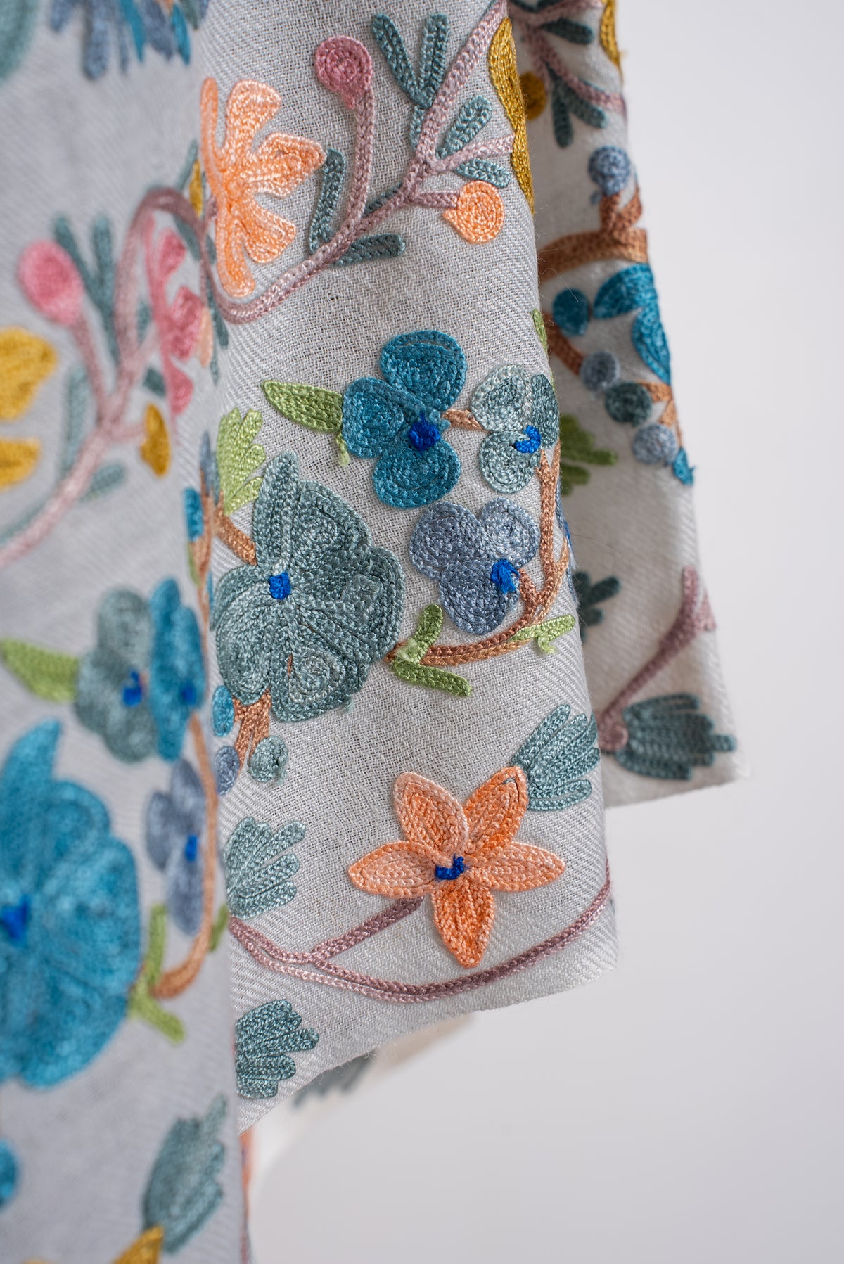 Blooming Meadow Aari Machine Embroidered Shawl