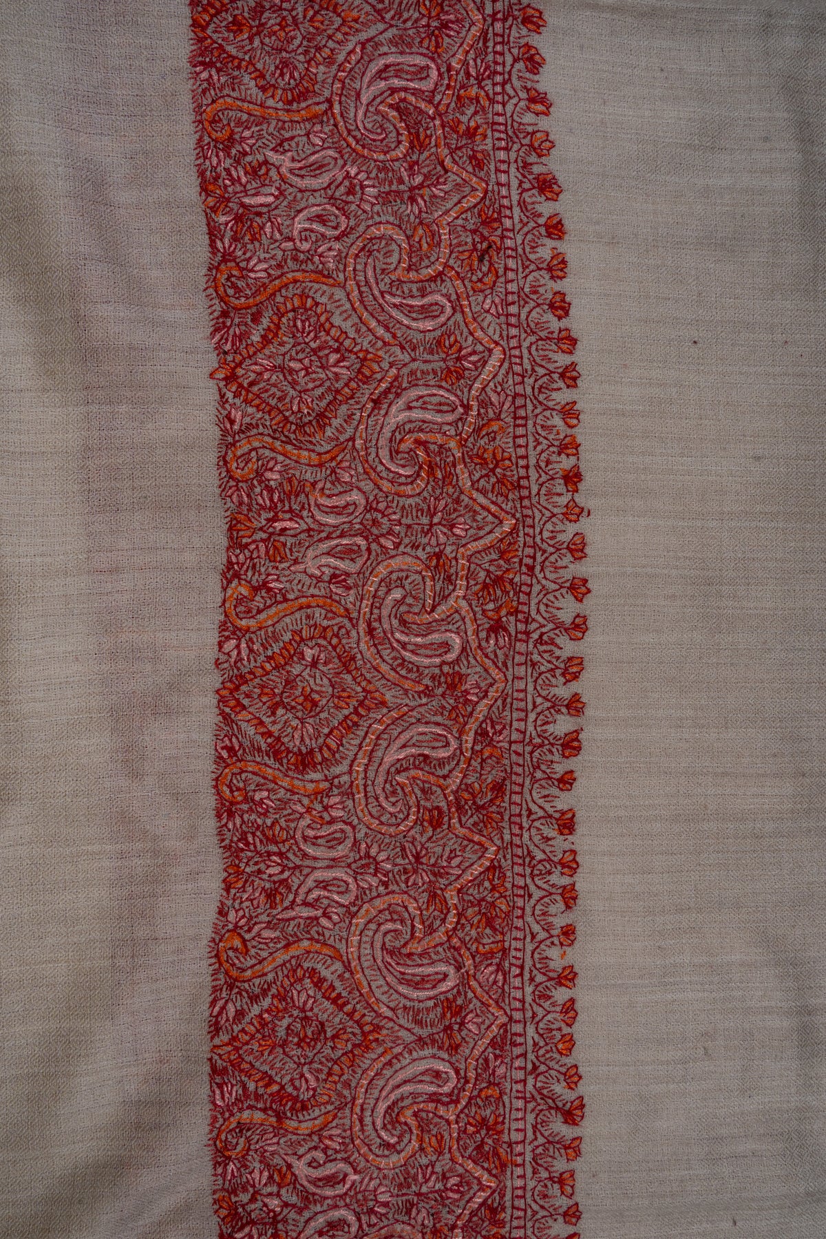 Blush Sand Merino wool 2.5 Yards Sozni Hand Embroidered Shawl