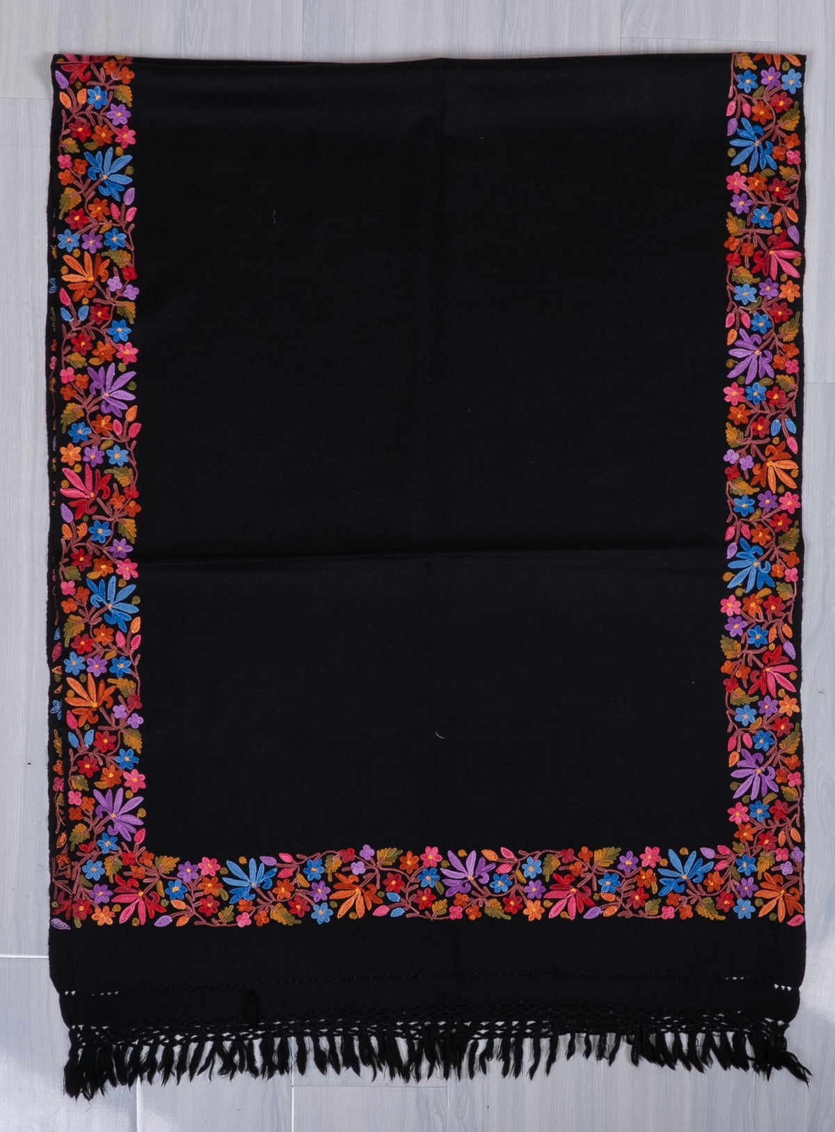Midnight Festival Bloom Aari Machine Embroidered Shawl
